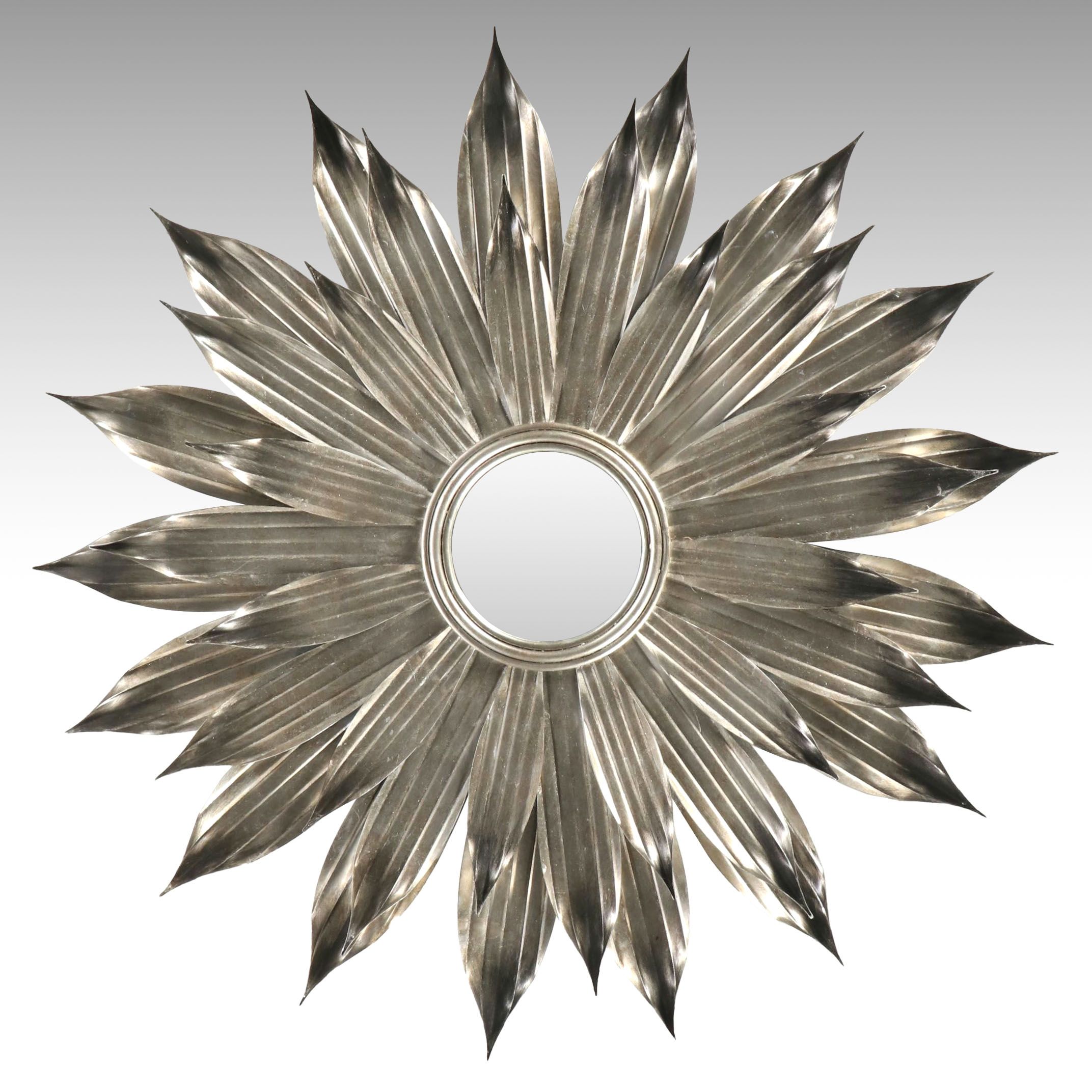 Silver Sunflower Pressed Metal Wall Mirror