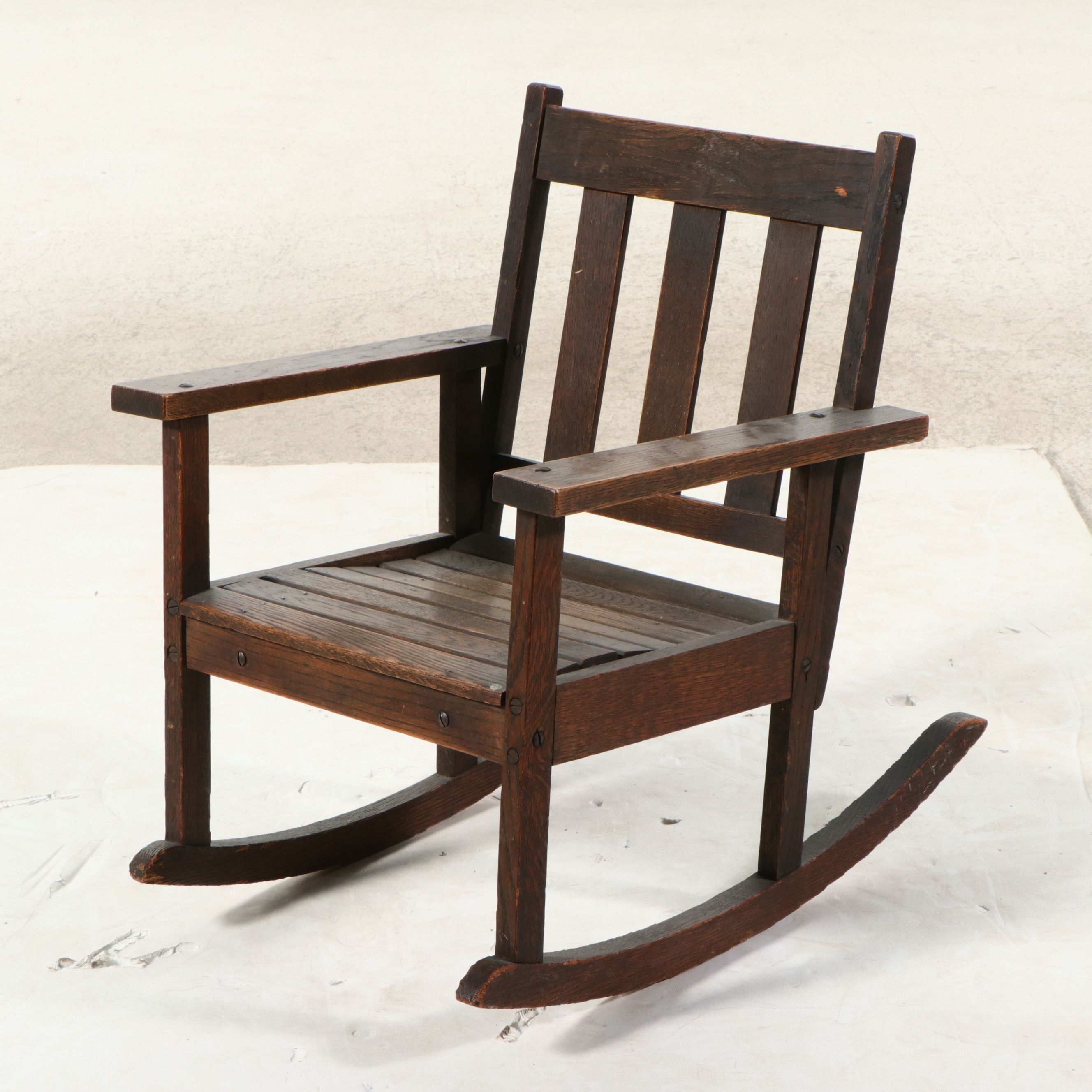American Mission Style Child's Slatted Rocking Chair, Early 20th Century