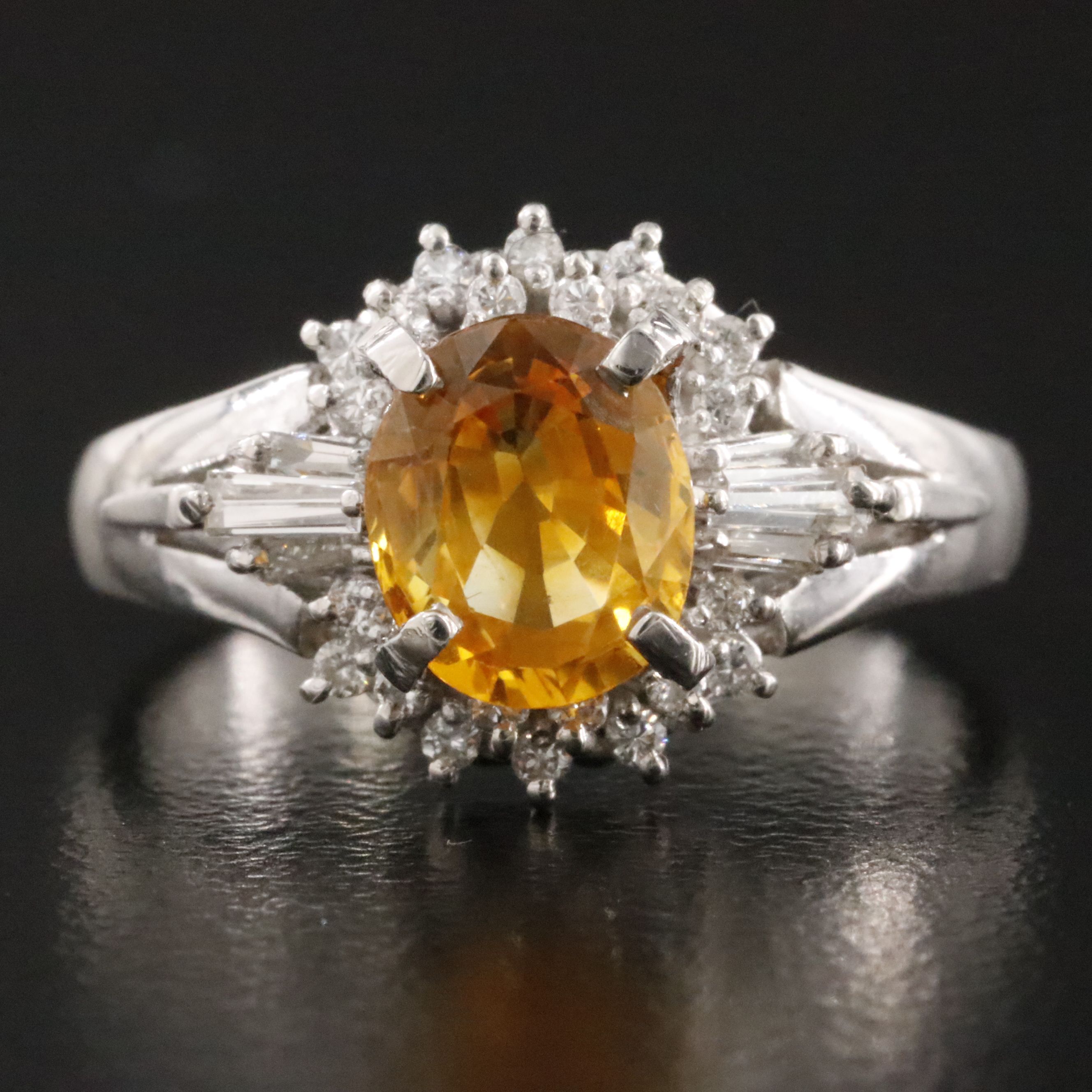 Platinum 1.34 CT Ceylon Sapphire and Diamond Halo Ring with GIA Report