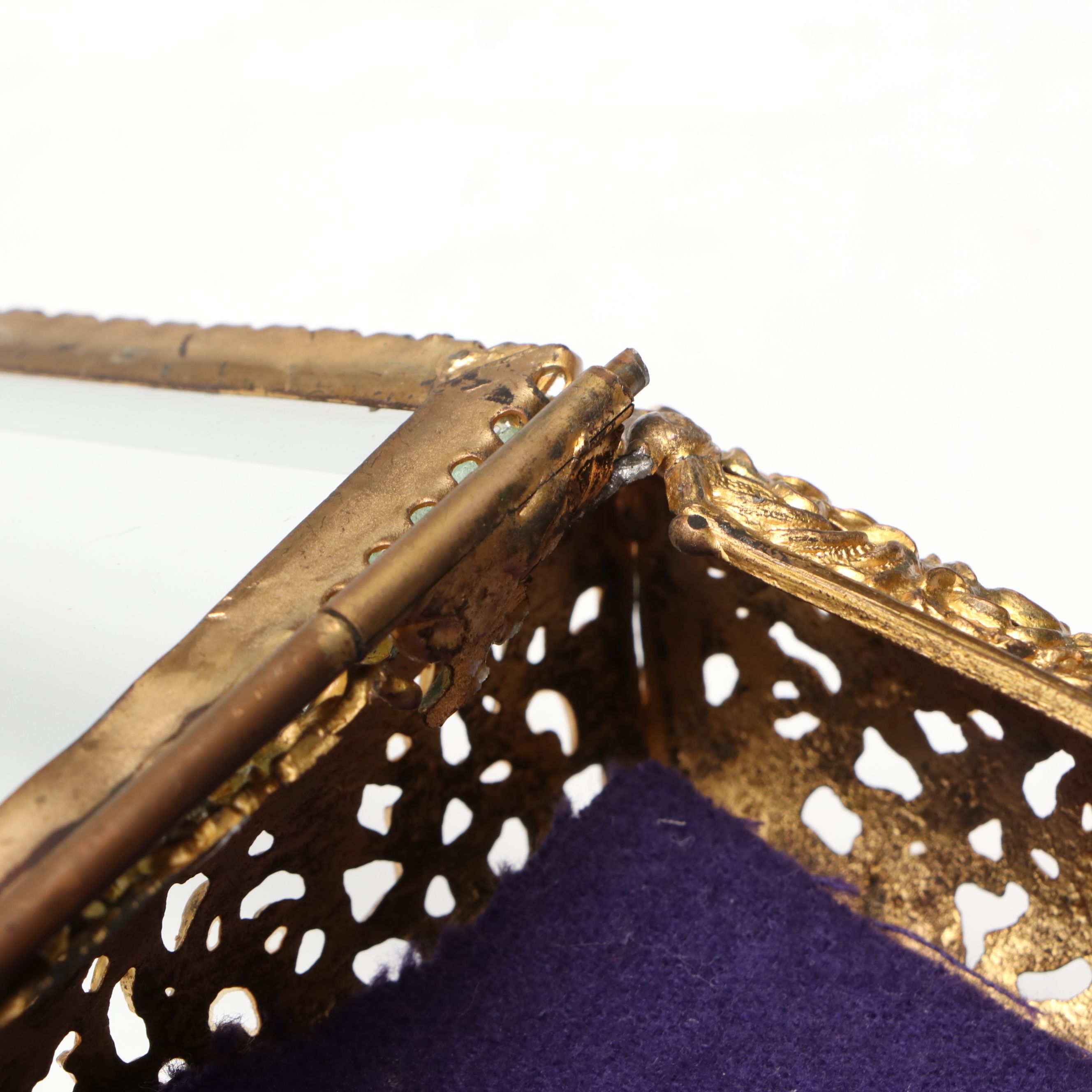 Apollo Floral Filigree Jewelry Box, and Ormolu Mount Glass Box