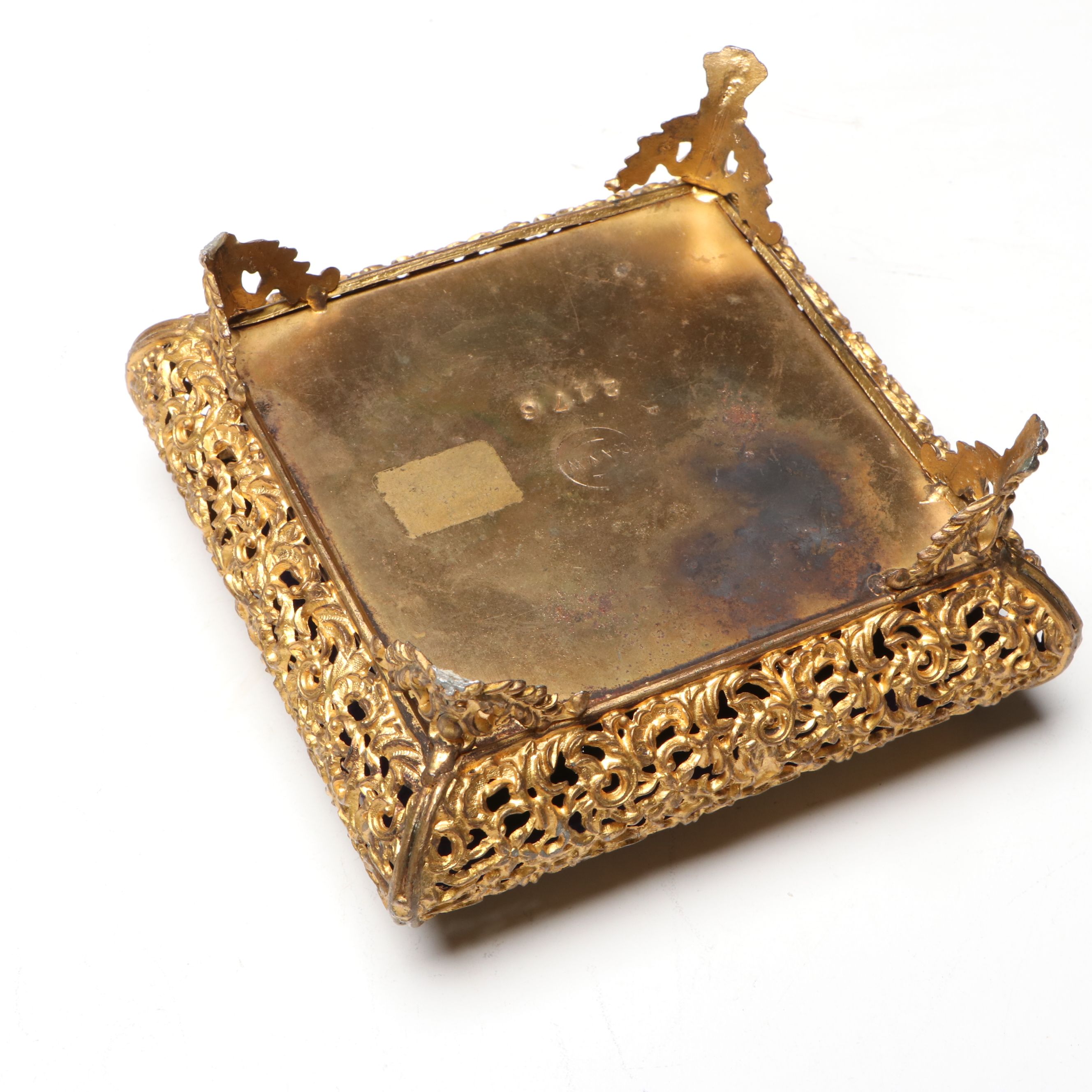 Apollo Floral Filigree Jewelry Box, and Ormolu Mount Glass Box