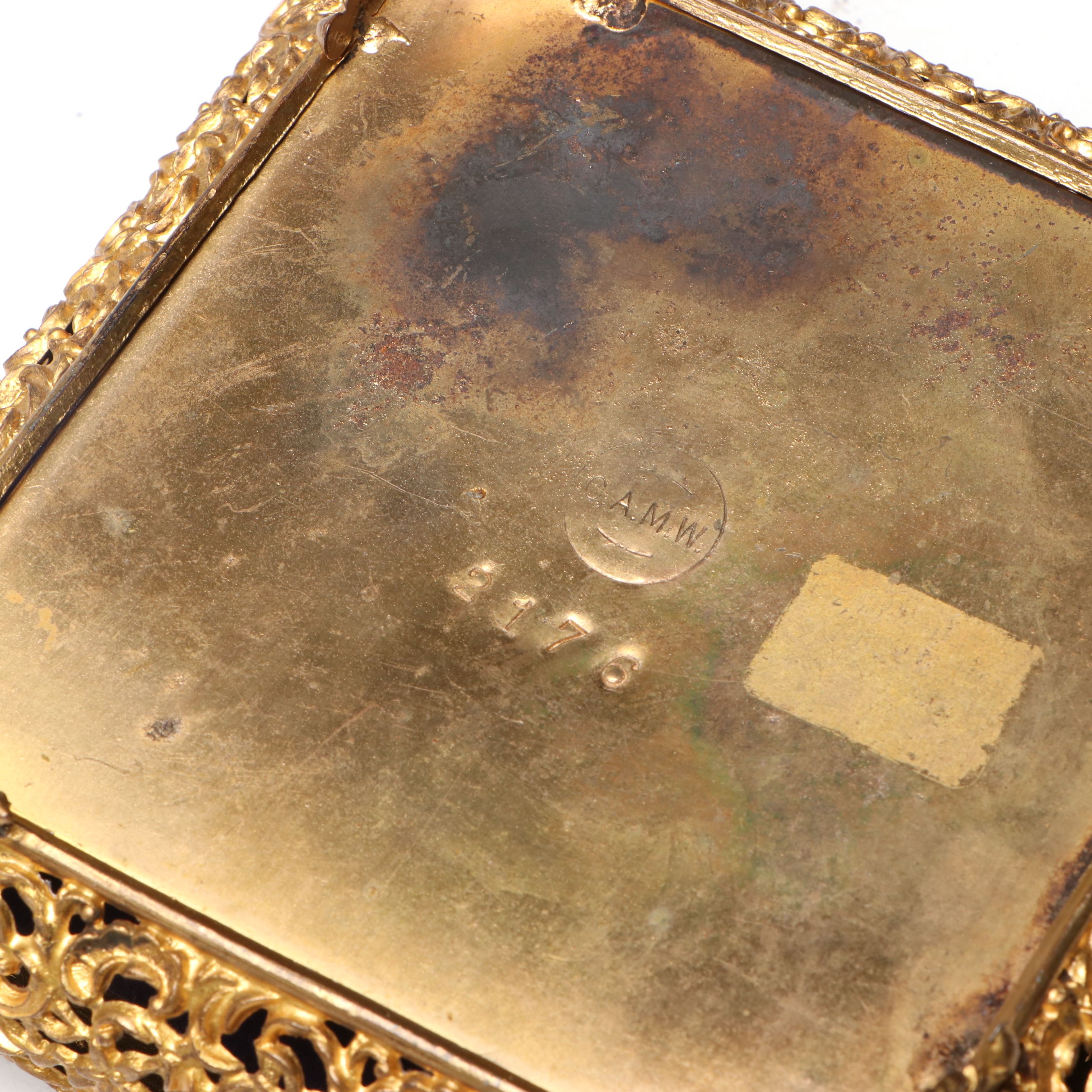 Apollo Floral Filigree Jewelry Box, and Ormolu Mount Glass Box