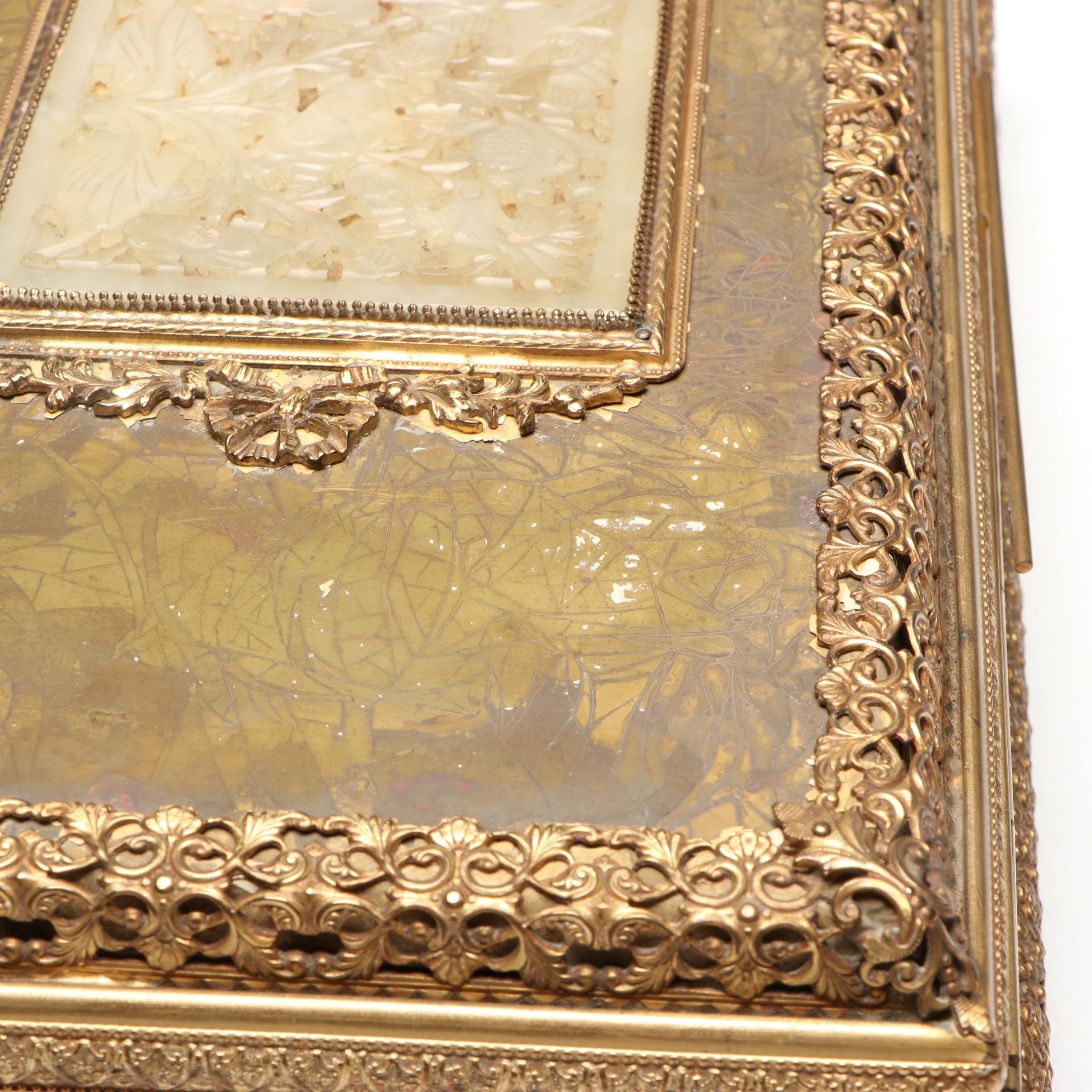 Apollo Floral Filigree Jewelry Box, and Ormolu Mount Glass Box