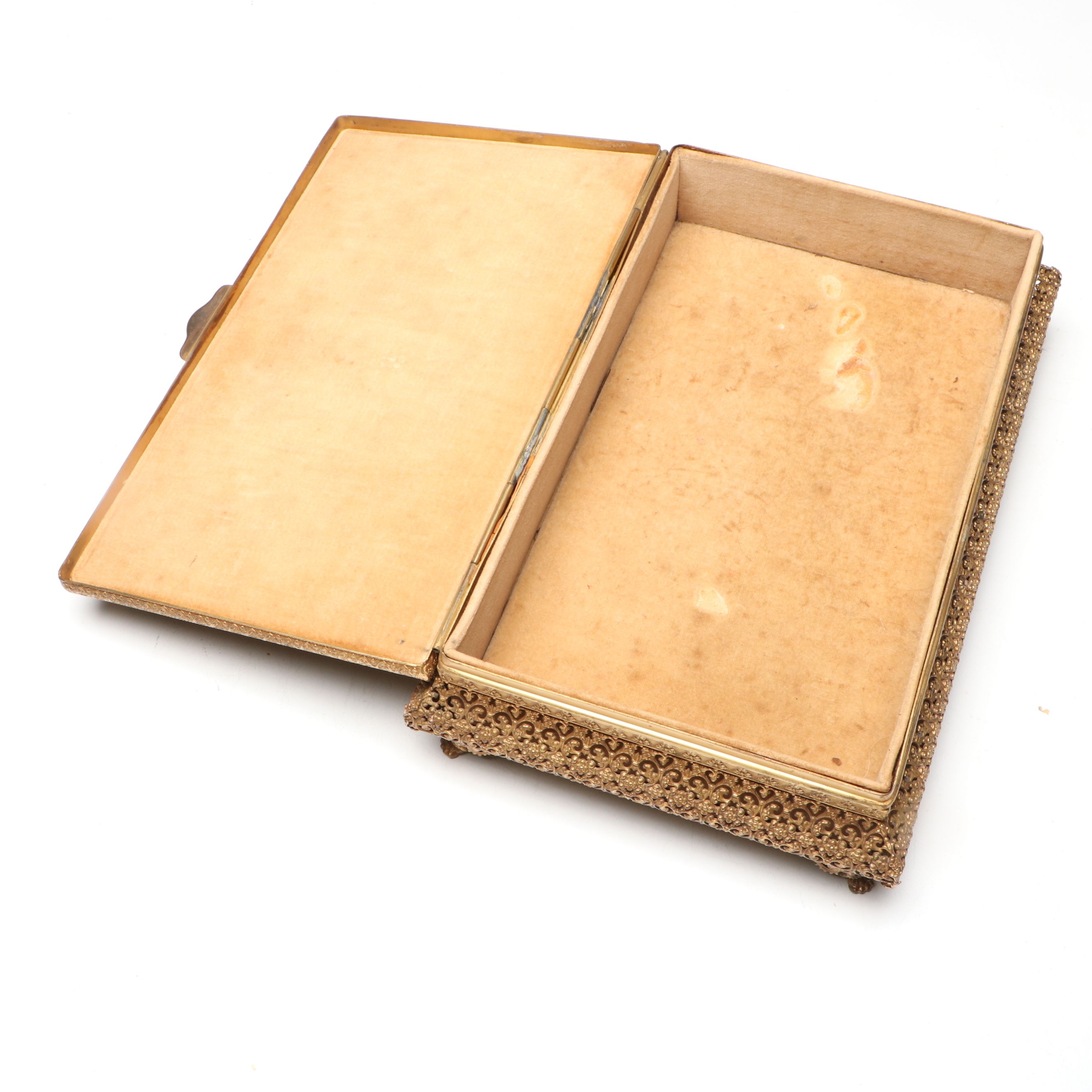 Apollo Floral Filigree Jewelry Box, and Ormolu Mount Glass Box