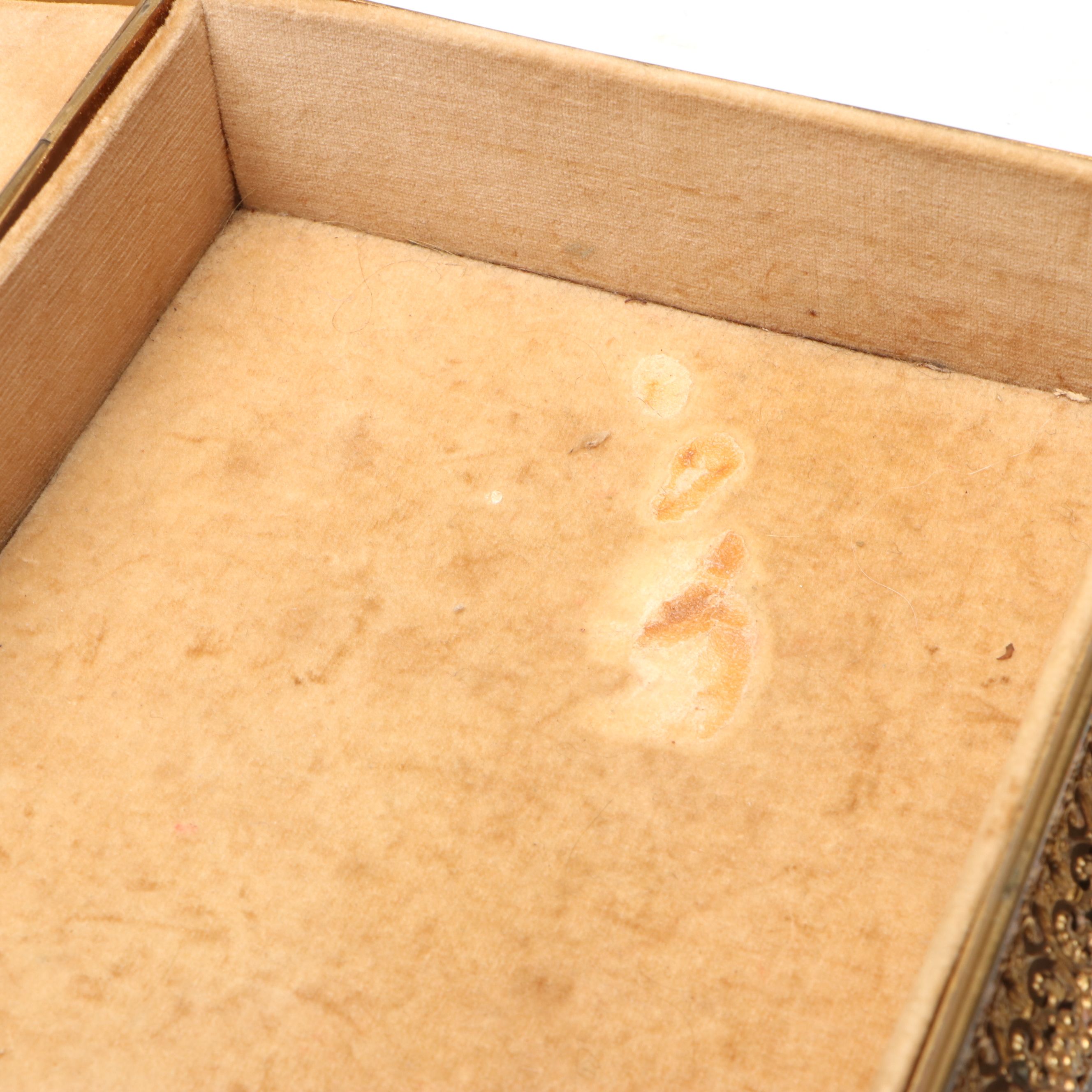 Apollo Floral Filigree Jewelry Box, and Ormolu Mount Glass Box