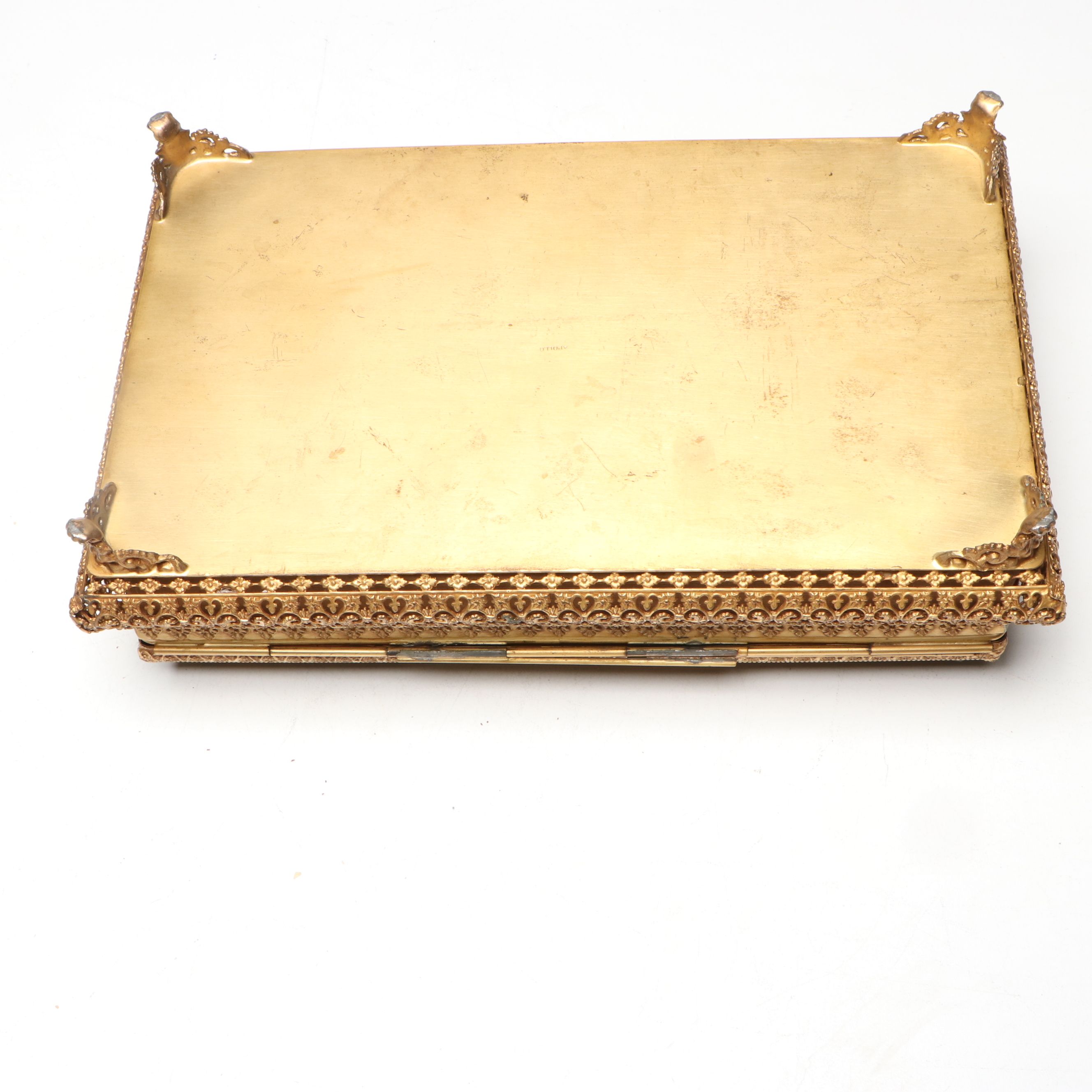 Apollo Floral Filigree Jewelry Box, and Ormolu Mount Glass Box