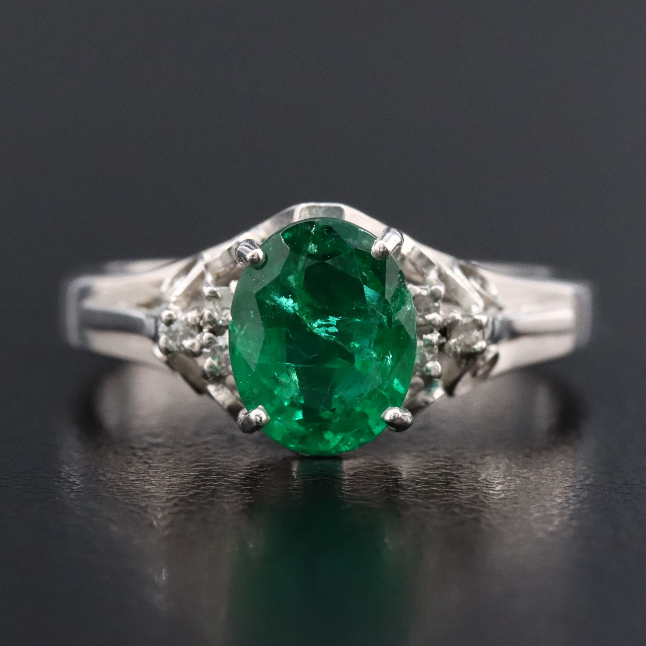 14K 1.54 CT Zambian Emerald and Diamond Filigree Ring with GIA Report