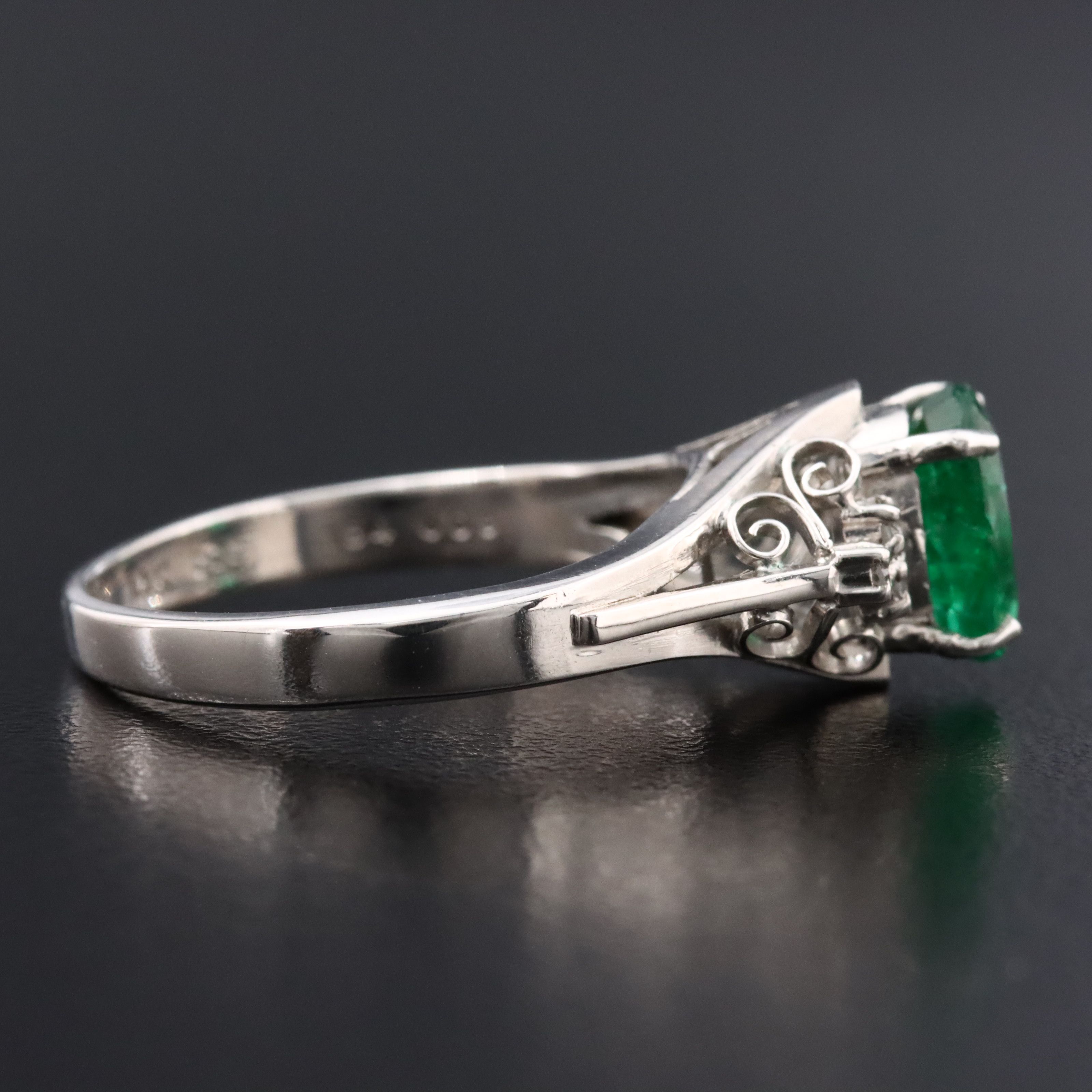 14K 1.54 CT Zambian Emerald and Diamond Filigree Ring with GIA Report