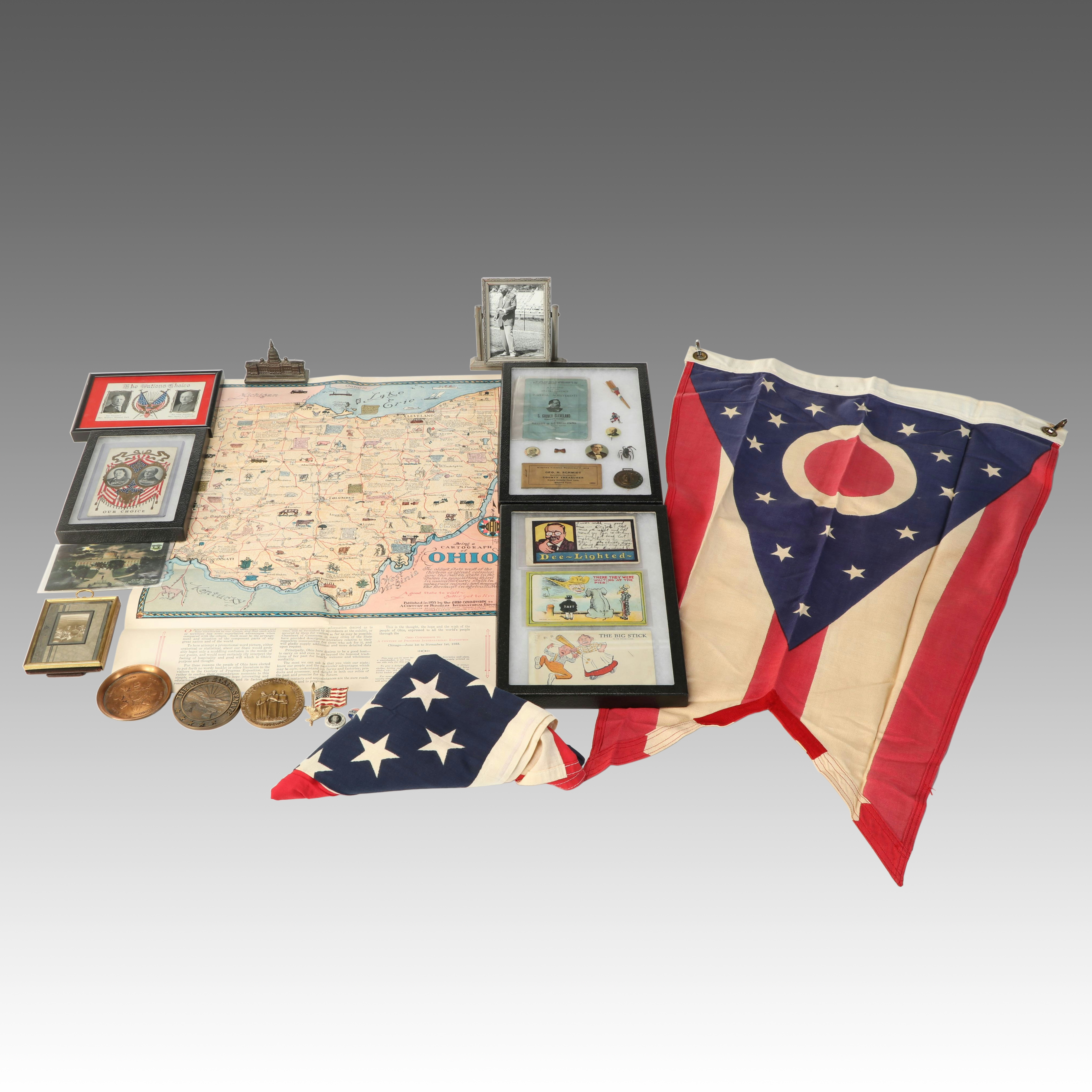 Theodore Roosevelt Antique Postcards, Map of Ohio, Other Political Collectibles
