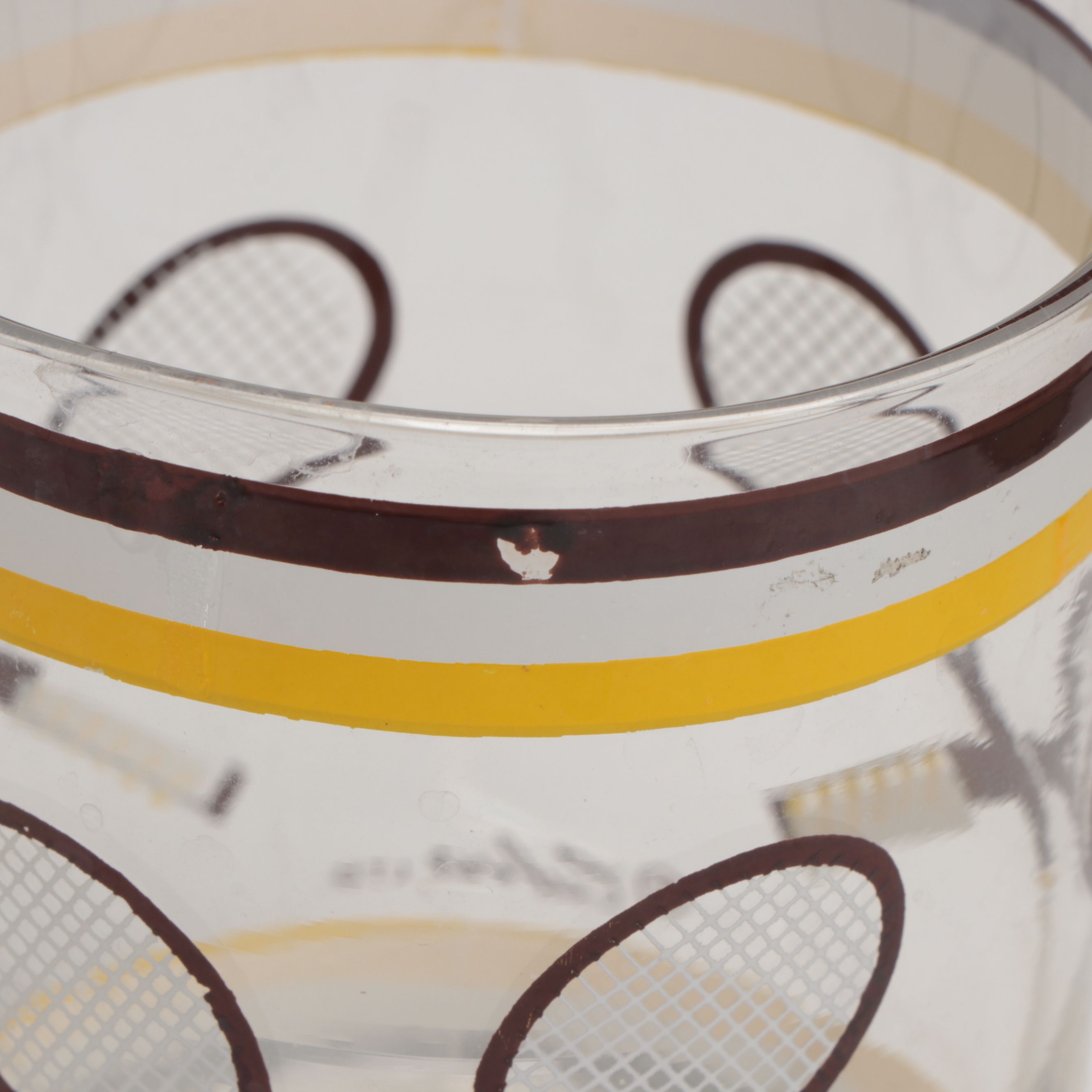 Culver Tennis Racket Lowball Glasses with Morgan Designs Ice Bucket