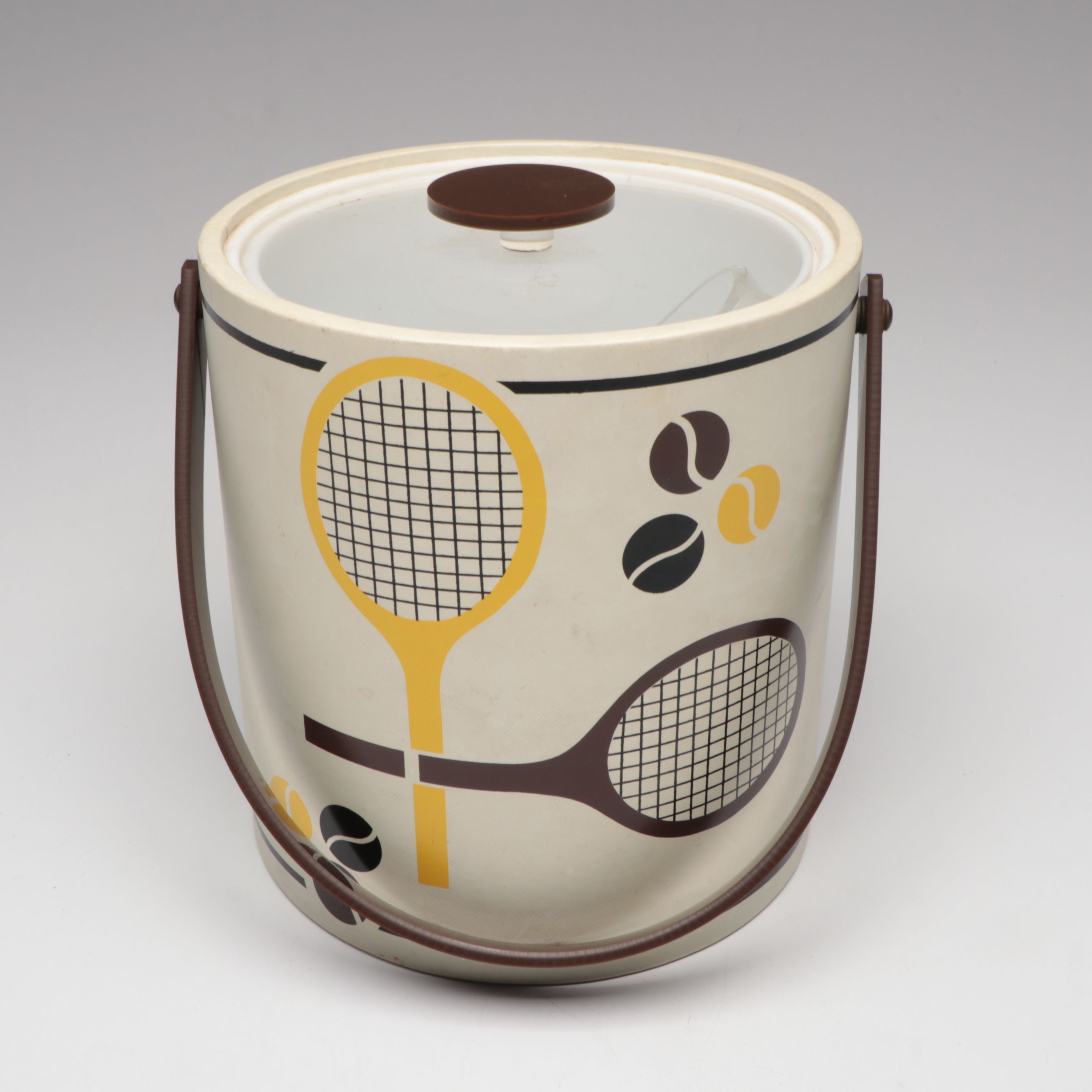 Culver Tennis Racket Lowball Glasses with Morgan Designs Ice Bucket