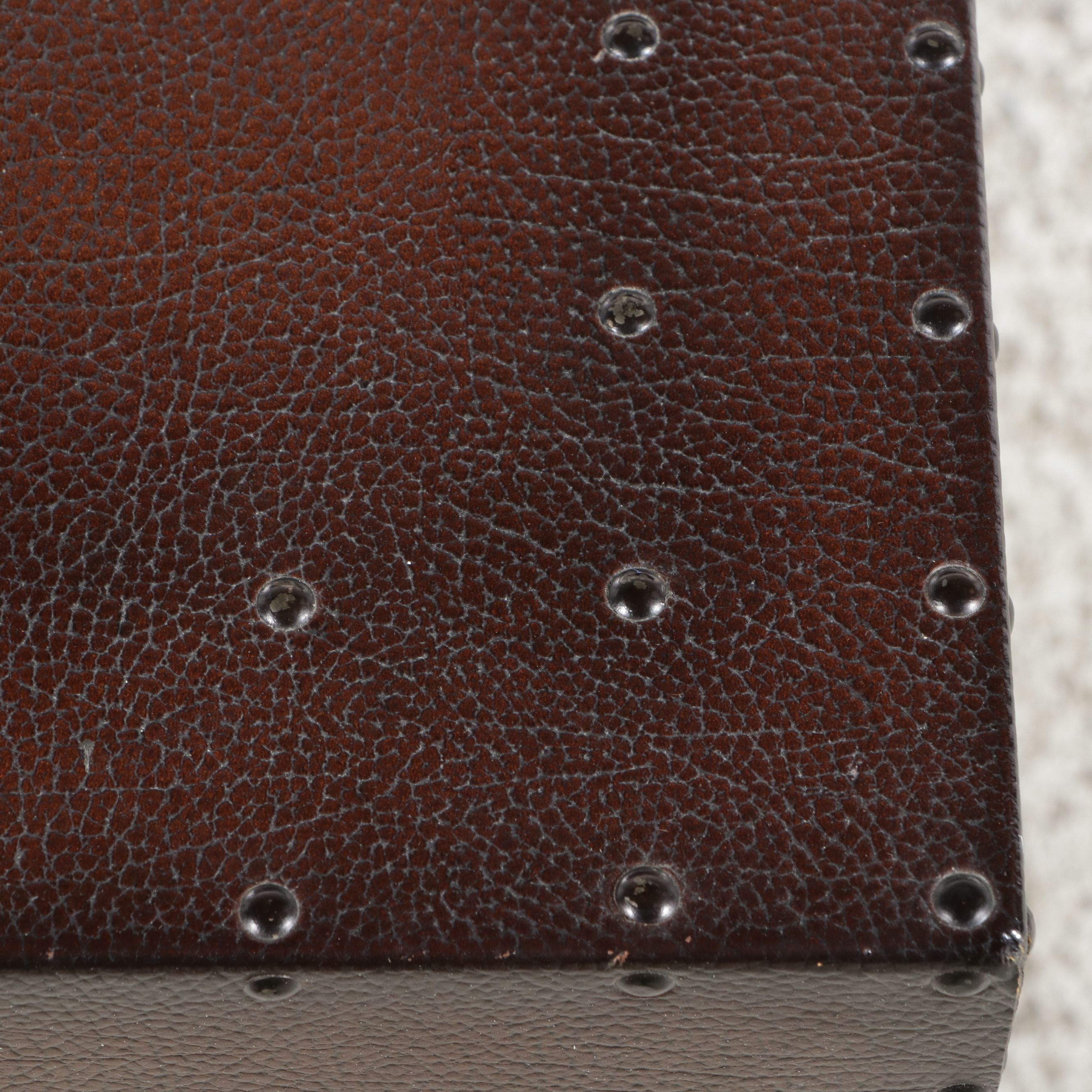 Campaign Style Faux-Leather Studded Cube Shaped Storage Trunk