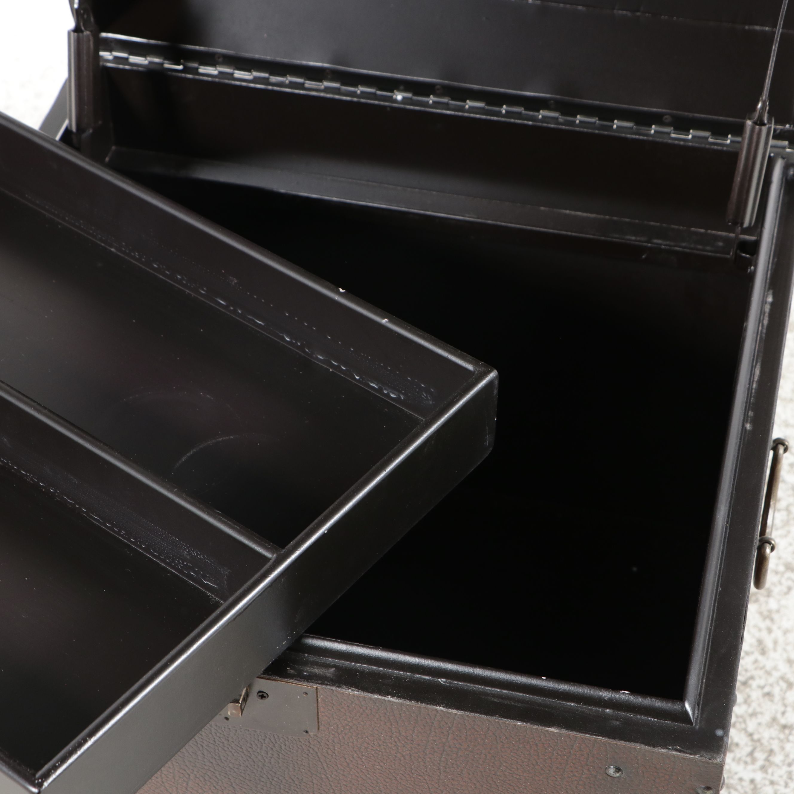 Campaign Style Faux-Leather Studded Cube Shaped Storage Trunk