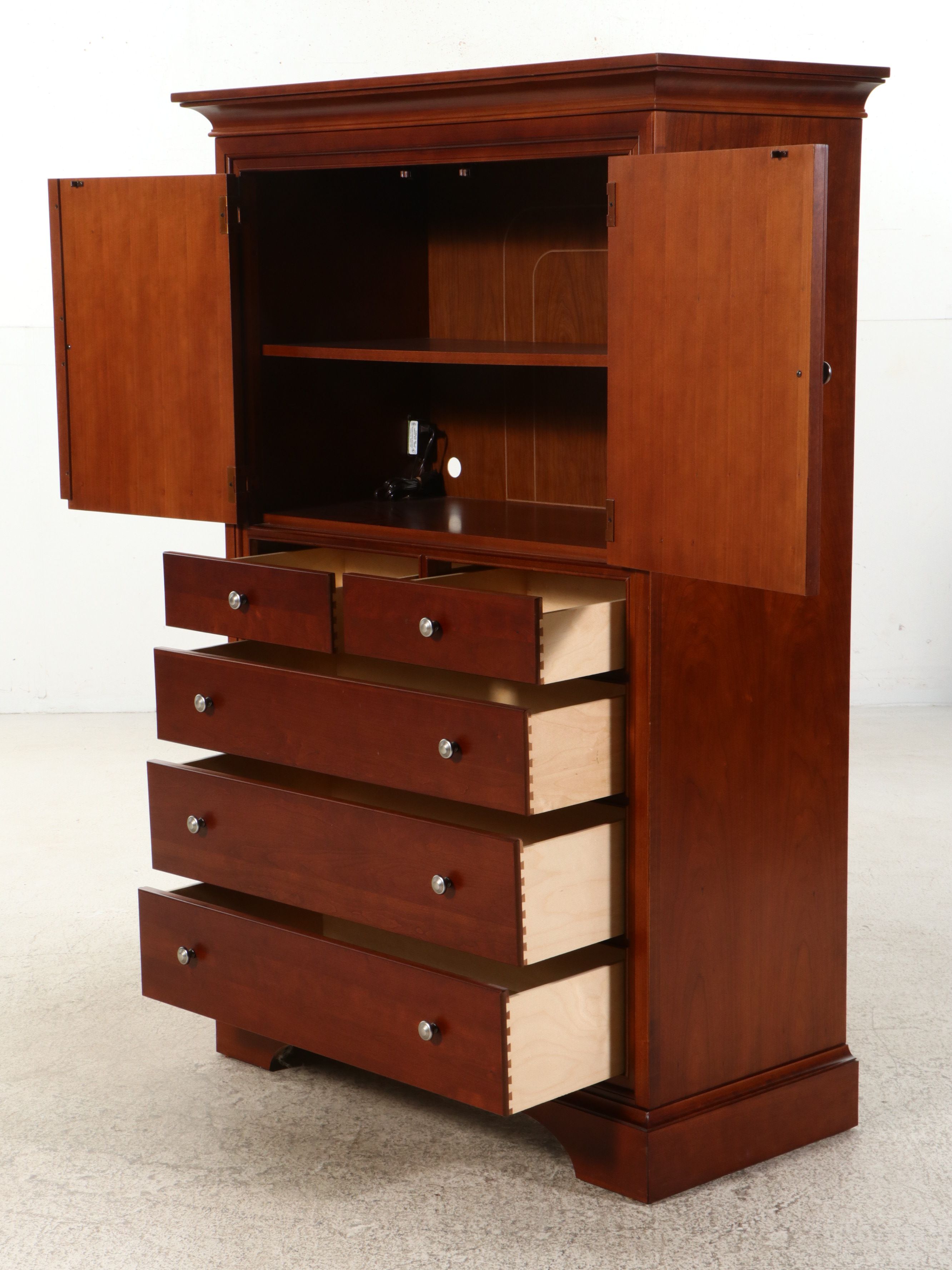 Stanley Furniture Louis Philippe Style Cherry Media Armoire, 21st Century