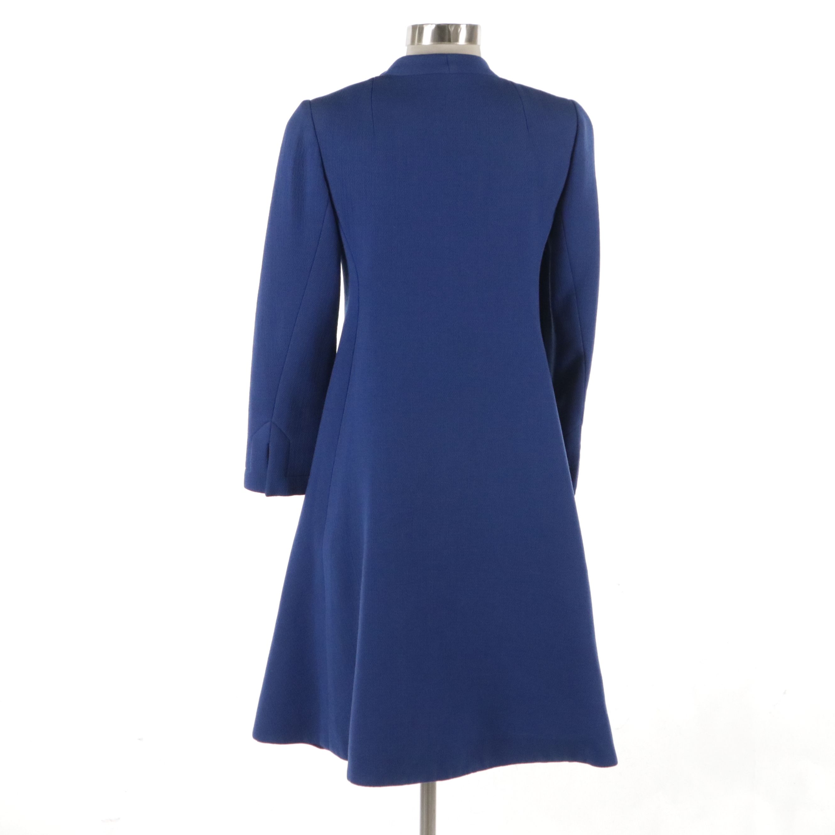 Pauline Trigere Blue Wool Button-Front Collared Jacket