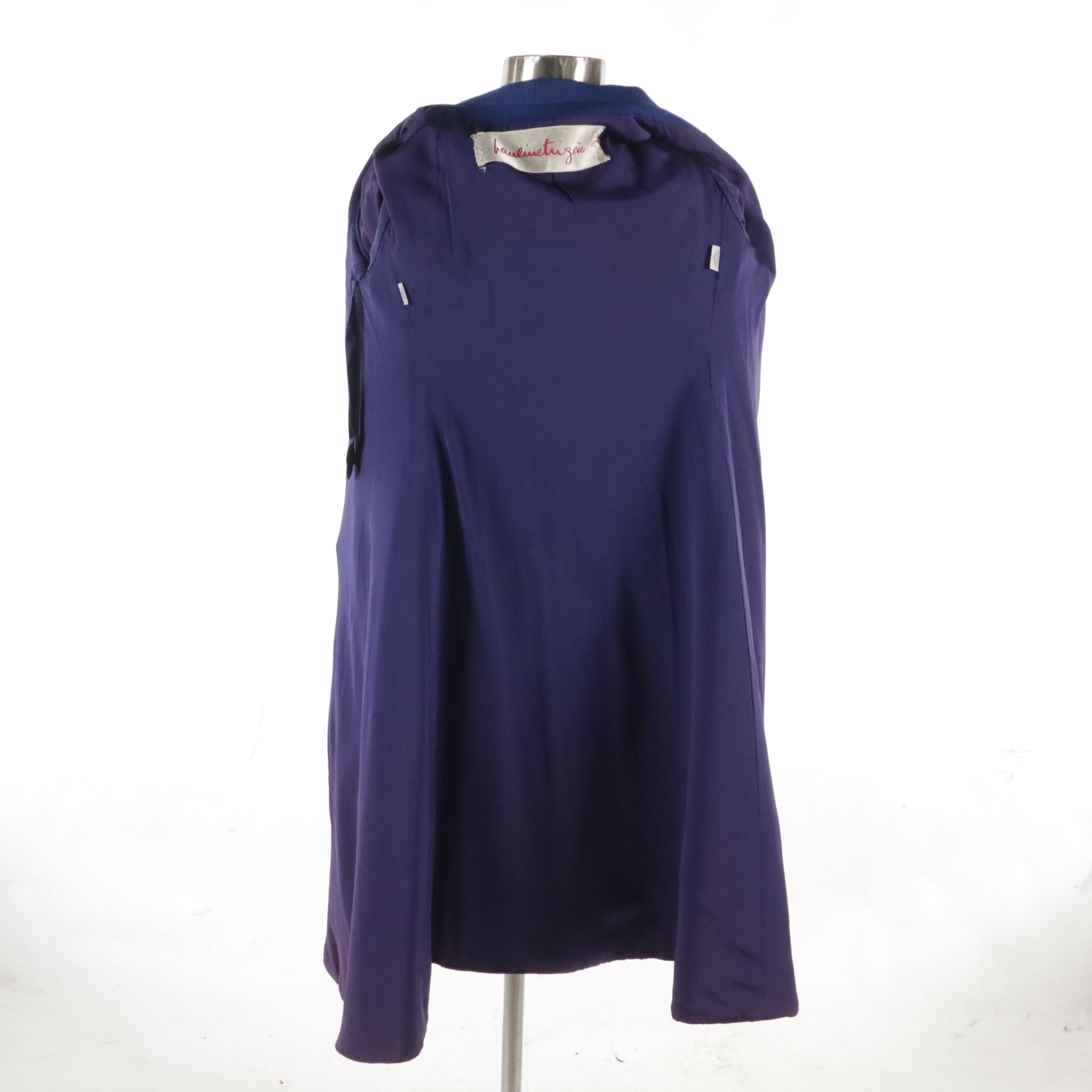 Pauline Trigere Blue Wool Button-Front Collared Jacket