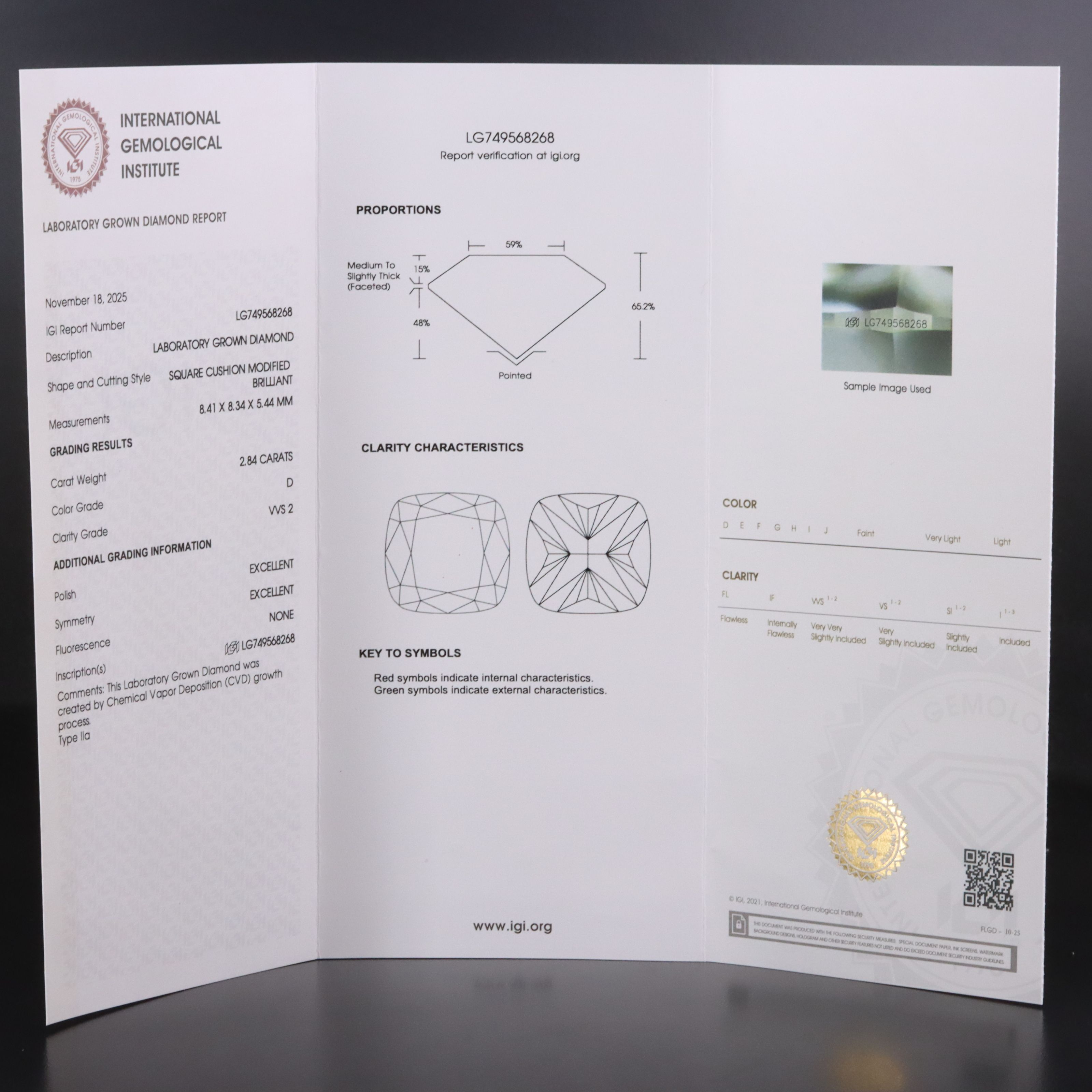 18K 2.84 CT Lab Grown Diamond Solitaire Ring with IGI Report