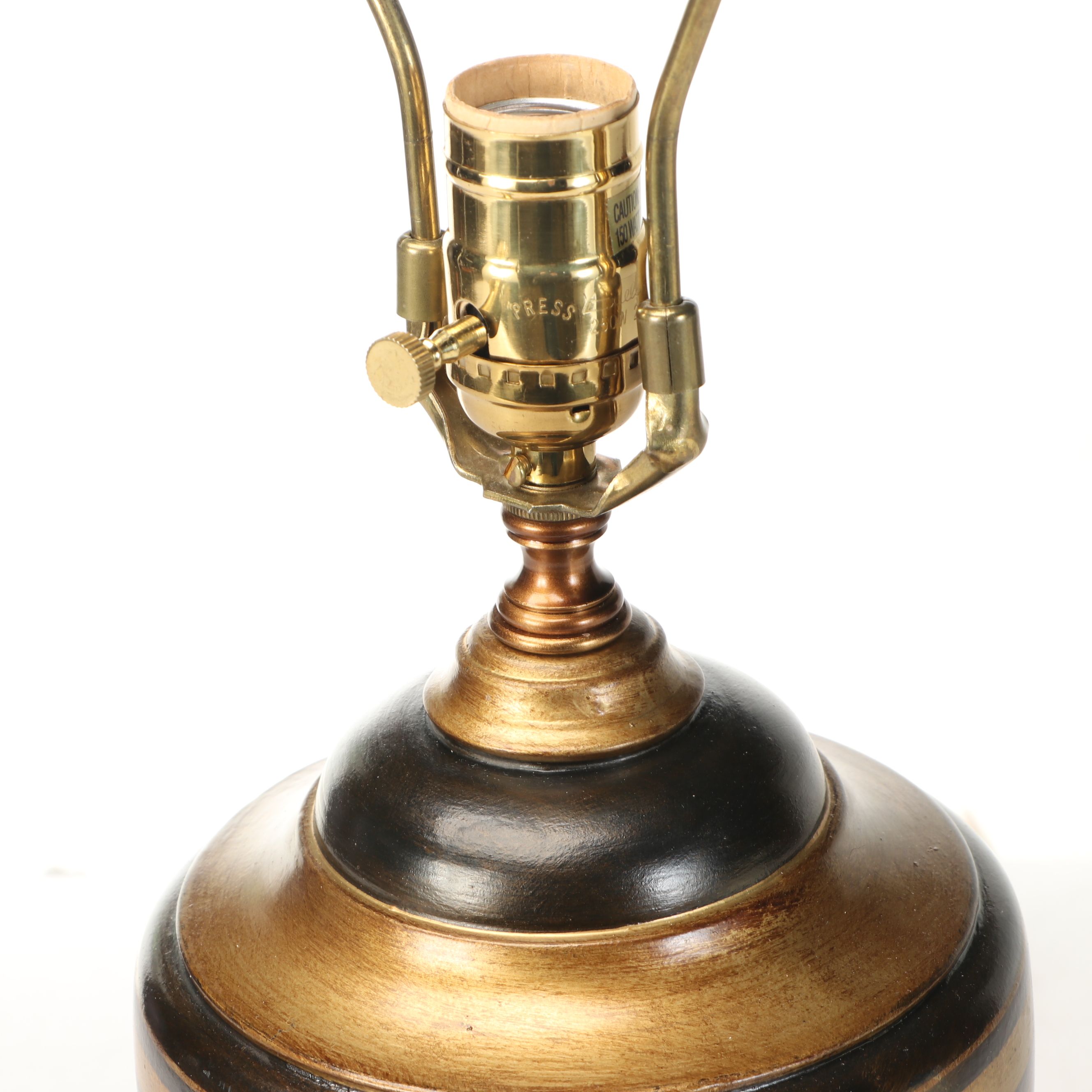 Neoclassical Style Gilt Banded Urn Table Lamp with Silk Shade