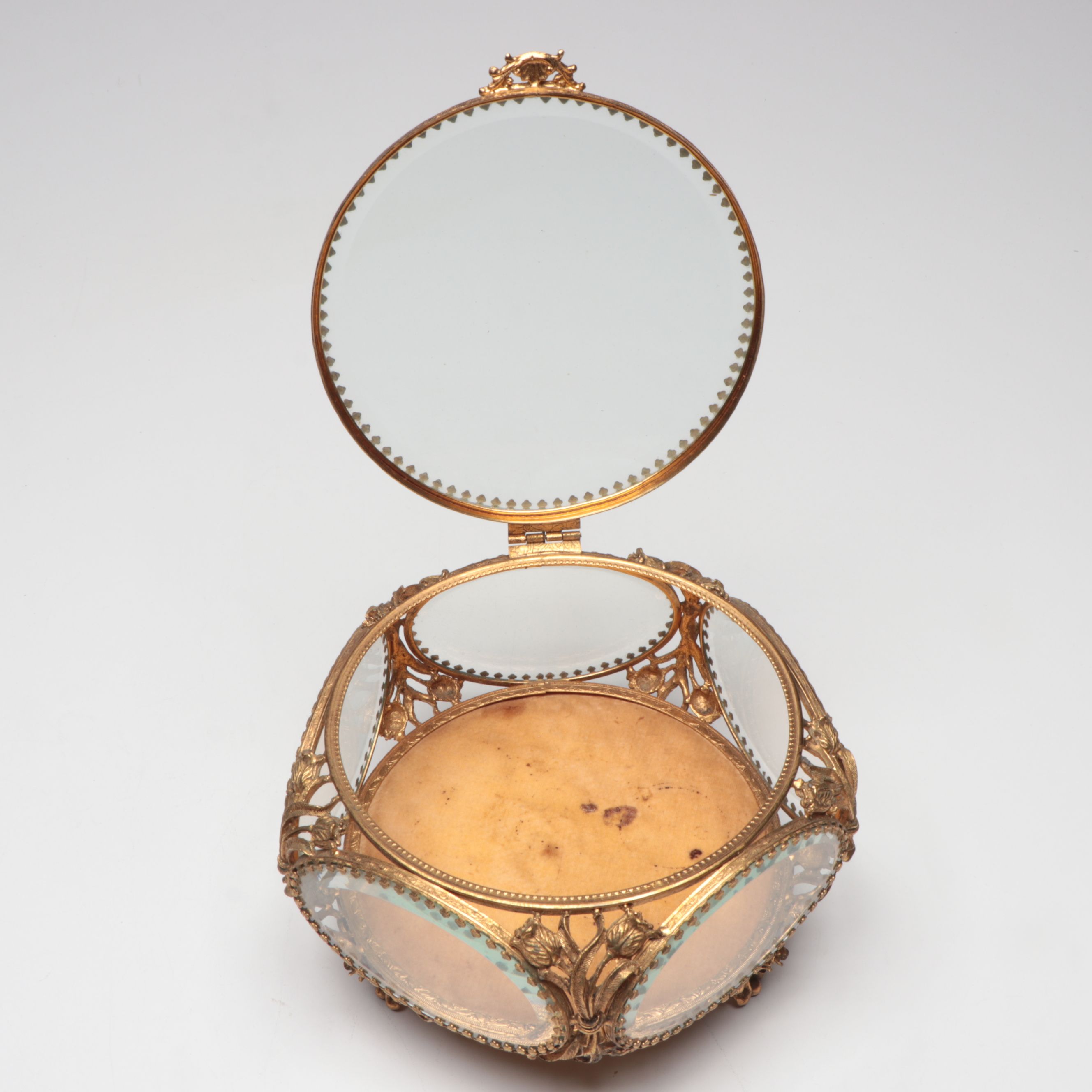 Hollywood Regency French Style Gilt Metal Filigree Dresser Boxes and Hairbrush