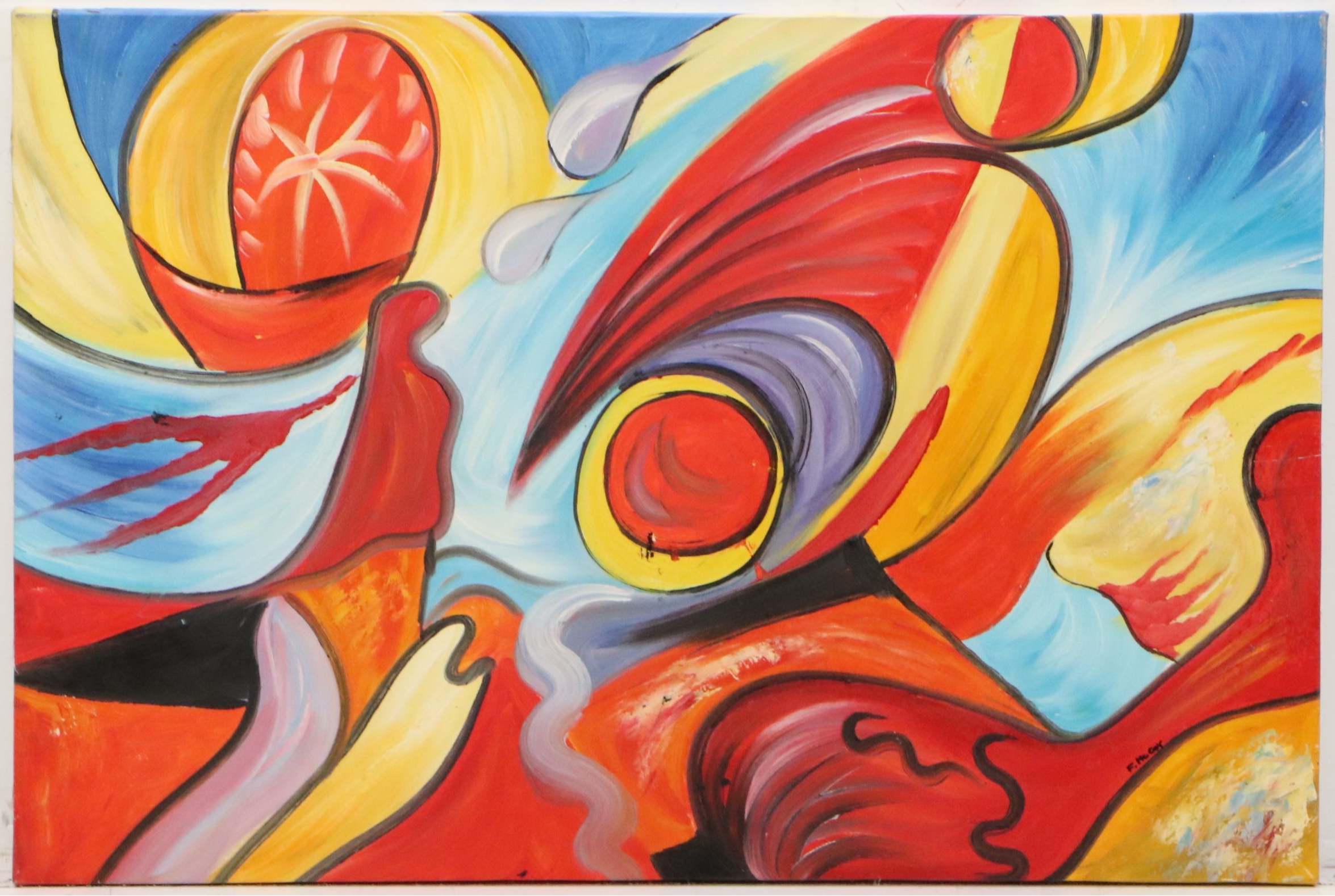 F. McCoy Abstract Oil Painting, Late 20th to 21st Century