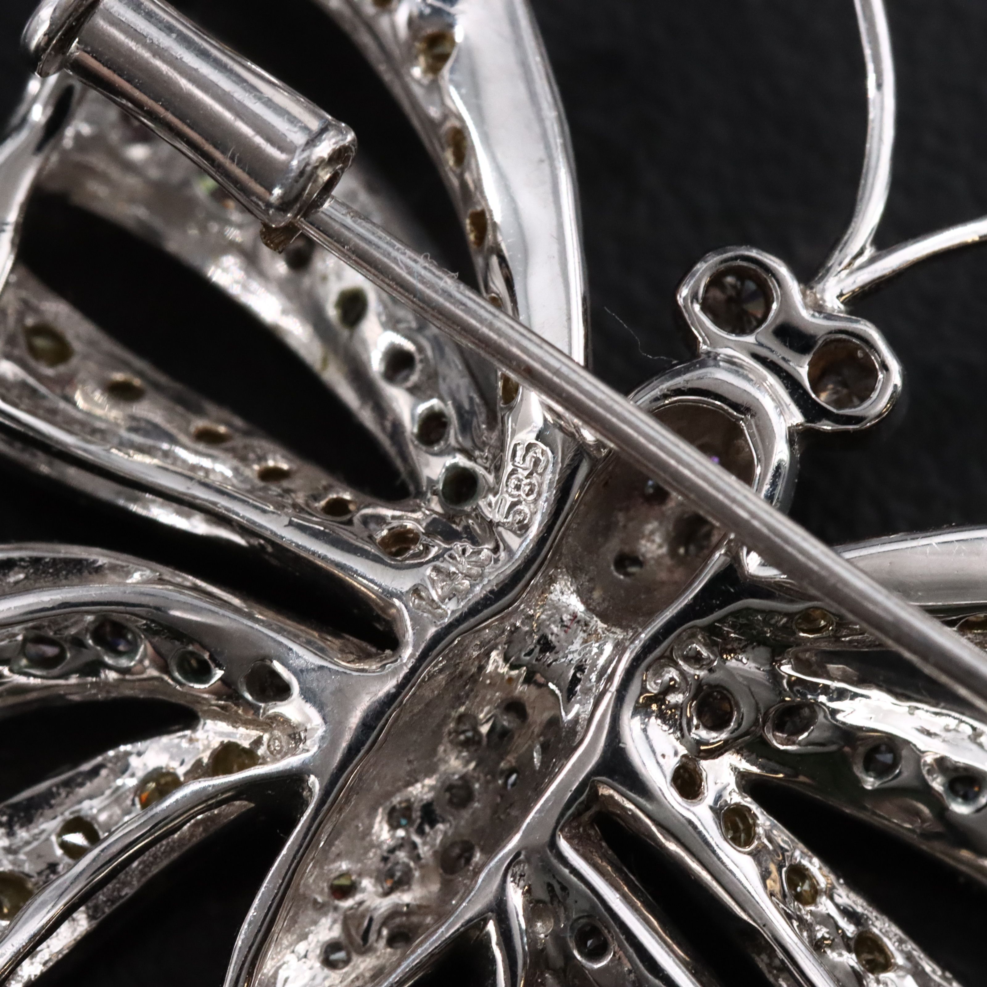 14K 1.50 CTW Diamond Butterfly Converter Brooch Featuring Fancy Yellow