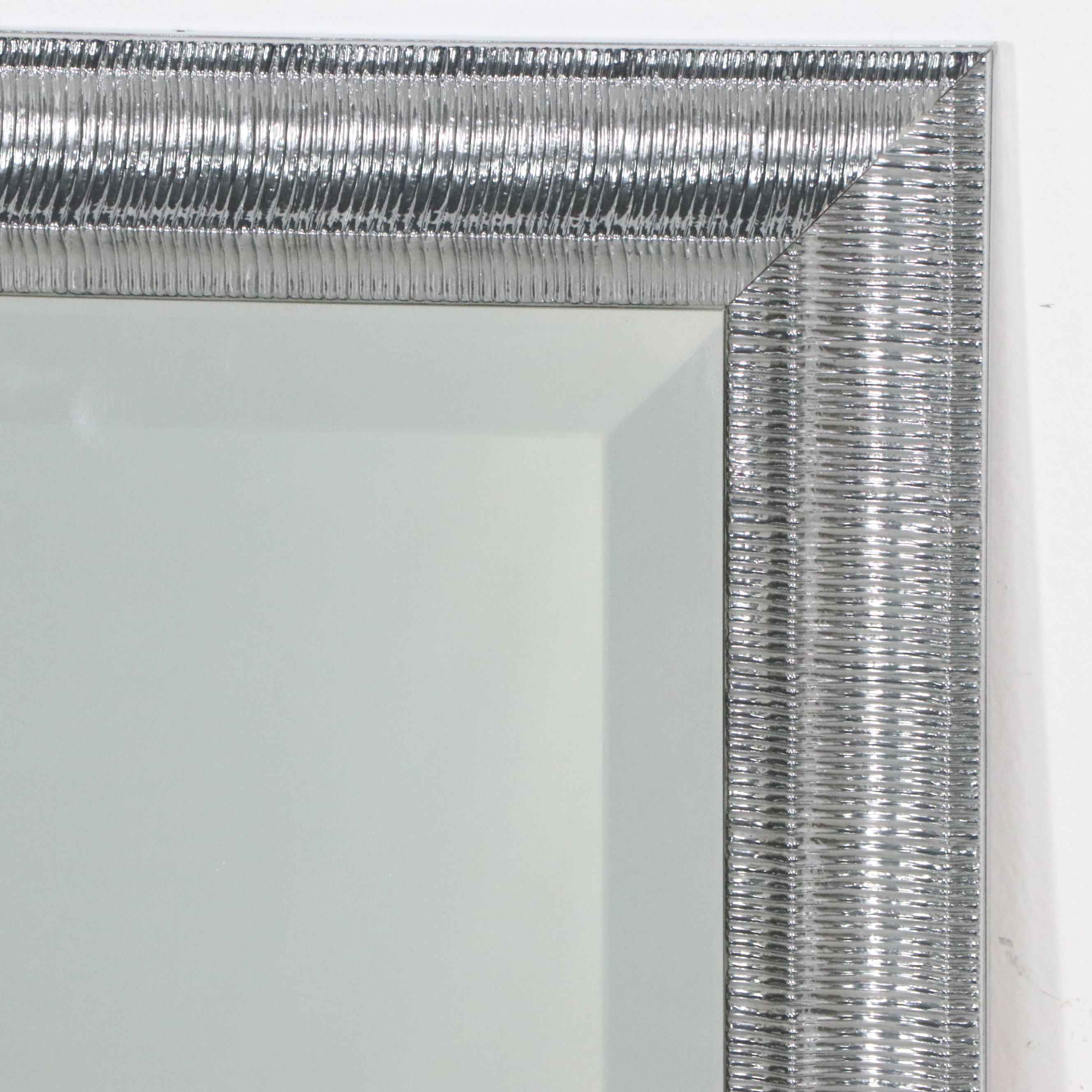 Contemporary Silvered Wooden Frame Rectangular Wall Mirror