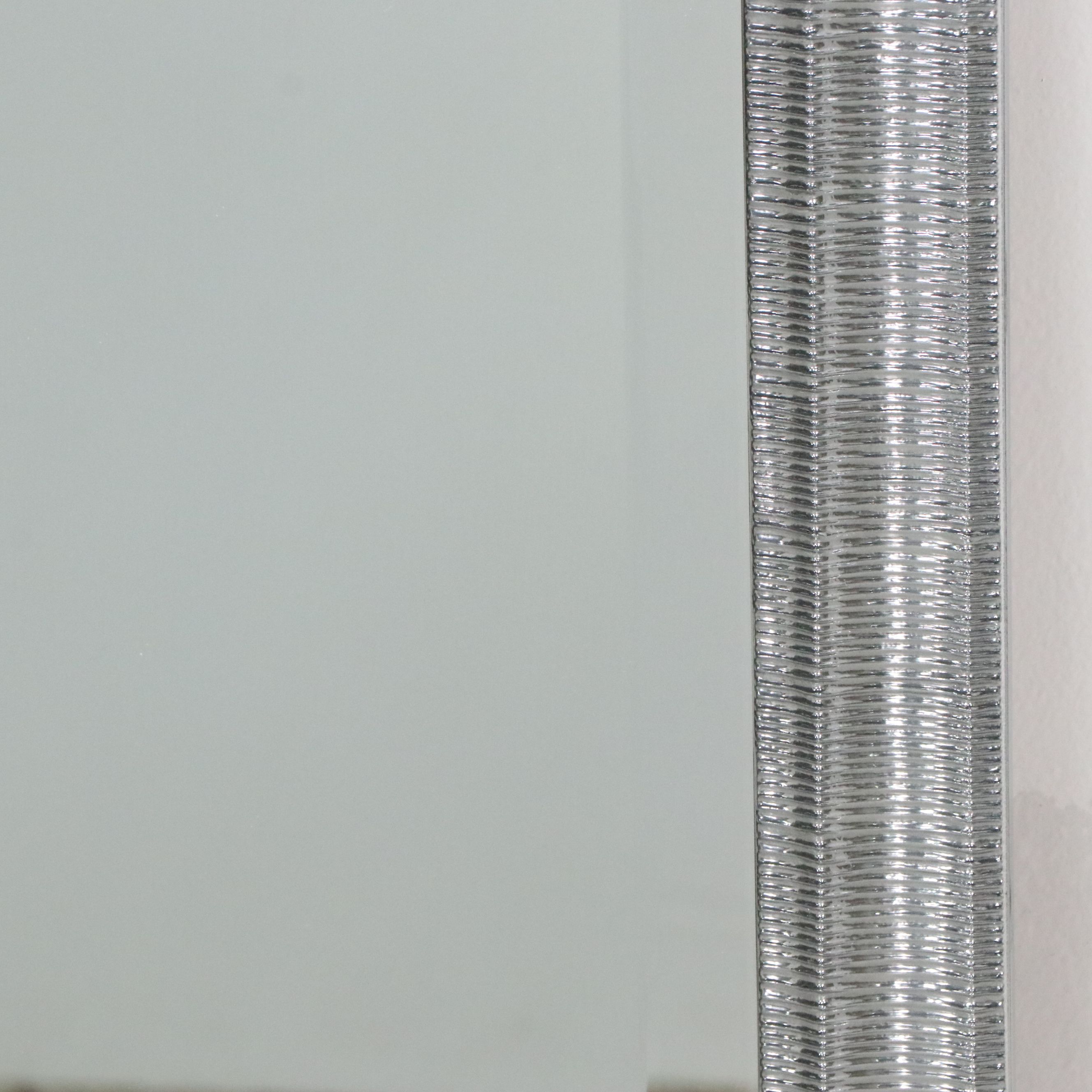 Contemporary Silvered Wooden Frame Rectangular Wall Mirror