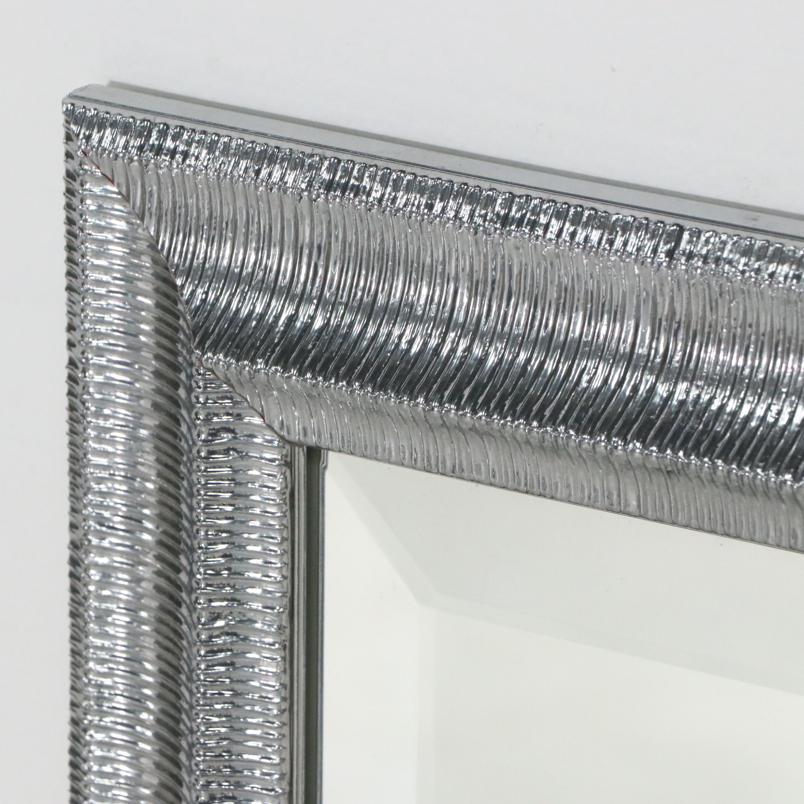 Contemporary Silvered Wooden Frame Rectangular Wall Mirror