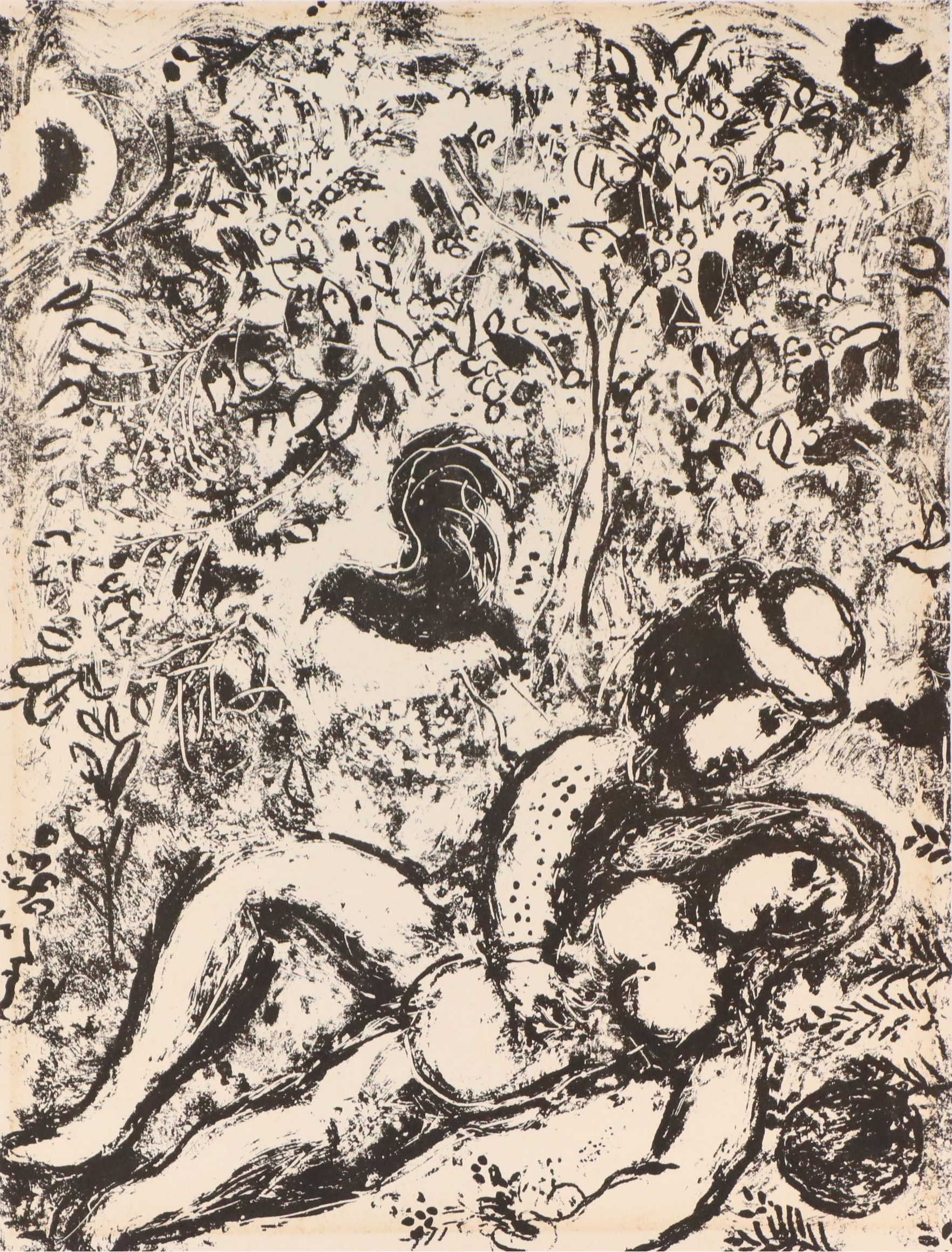 Marc Chagall Lithograph "The Pair in a Tree," 1963