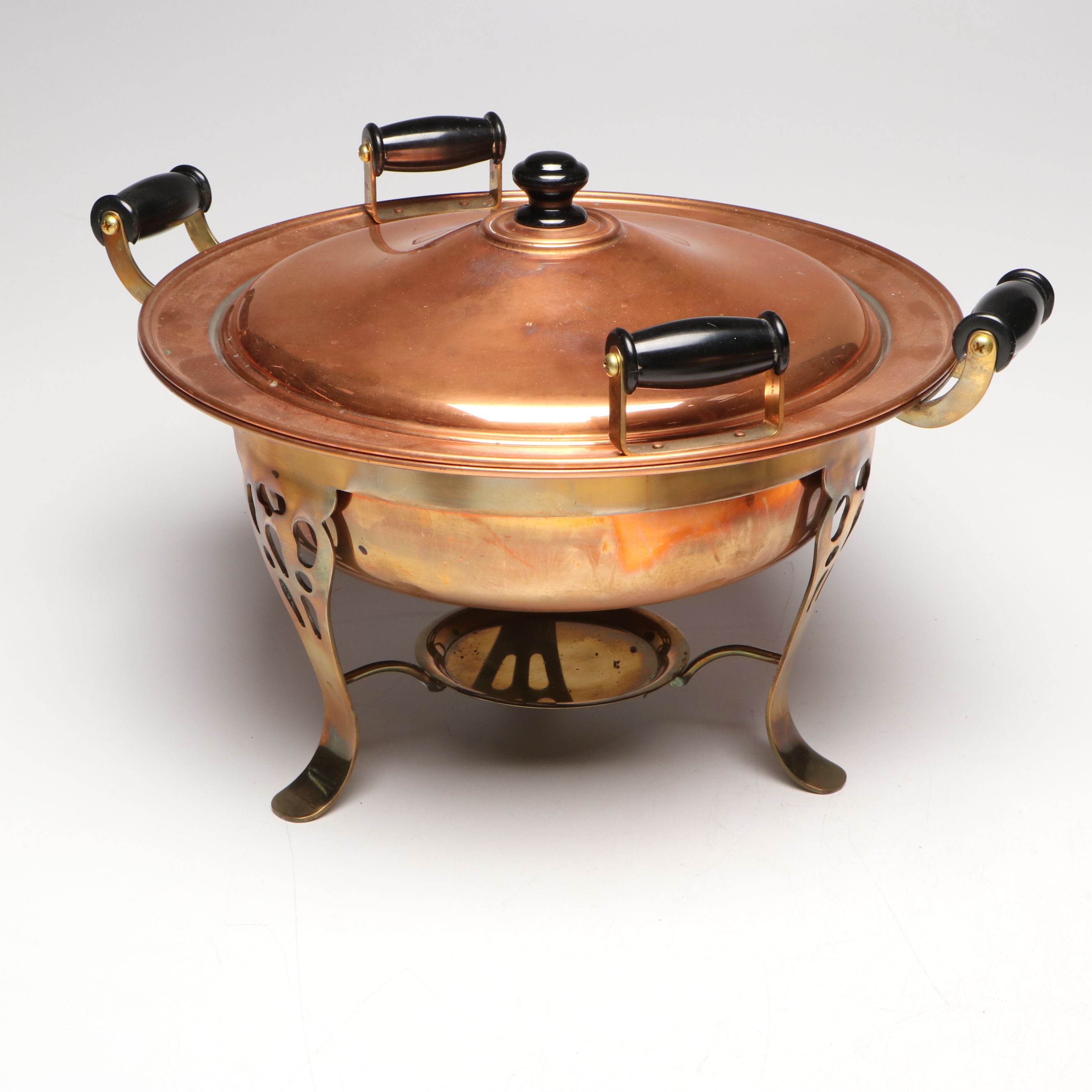 Douro Copper Teapot with Copper Chafing Dishes