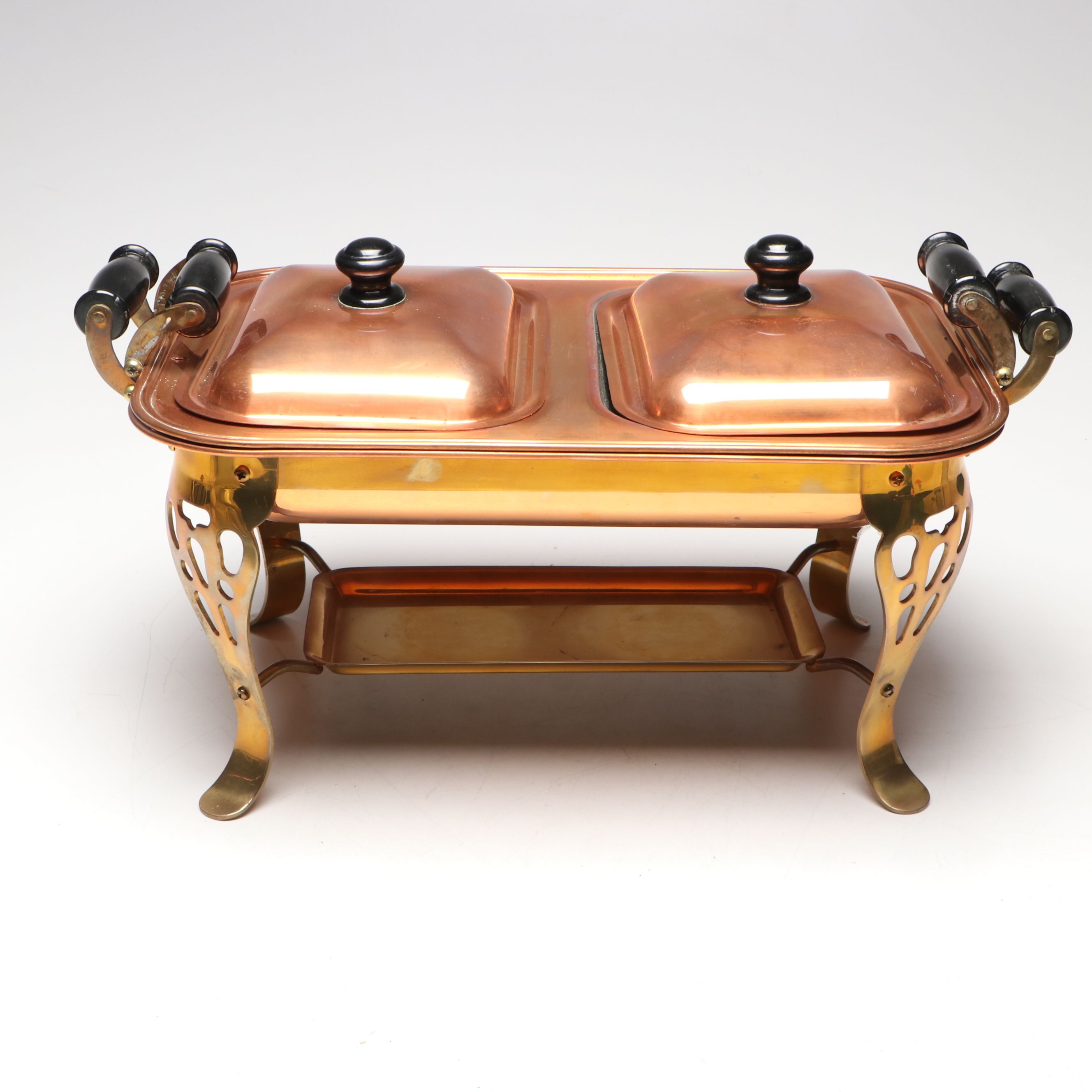 Douro Copper Teapot with Copper Chafing Dishes