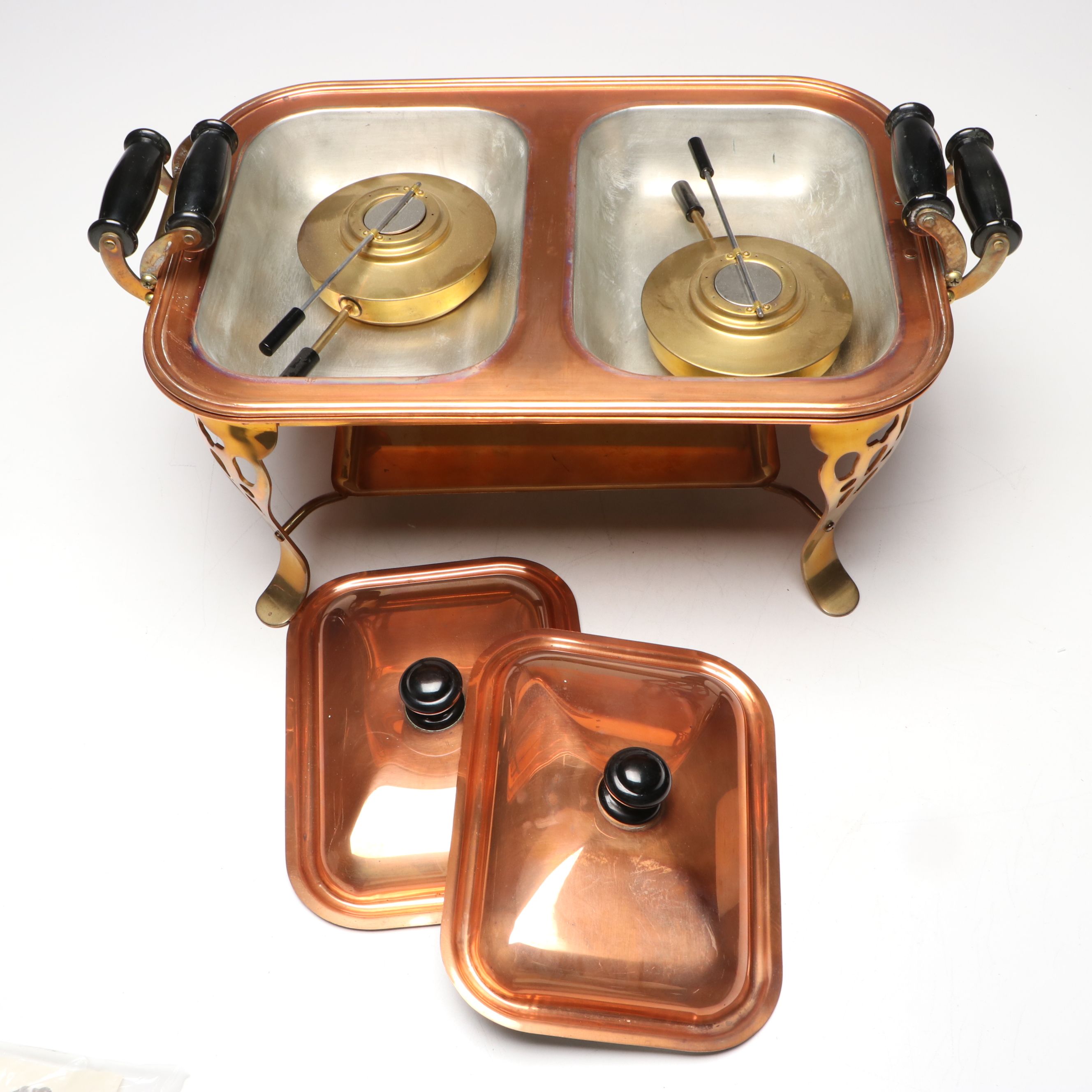 Douro Copper Teapot with Copper Chafing Dishes