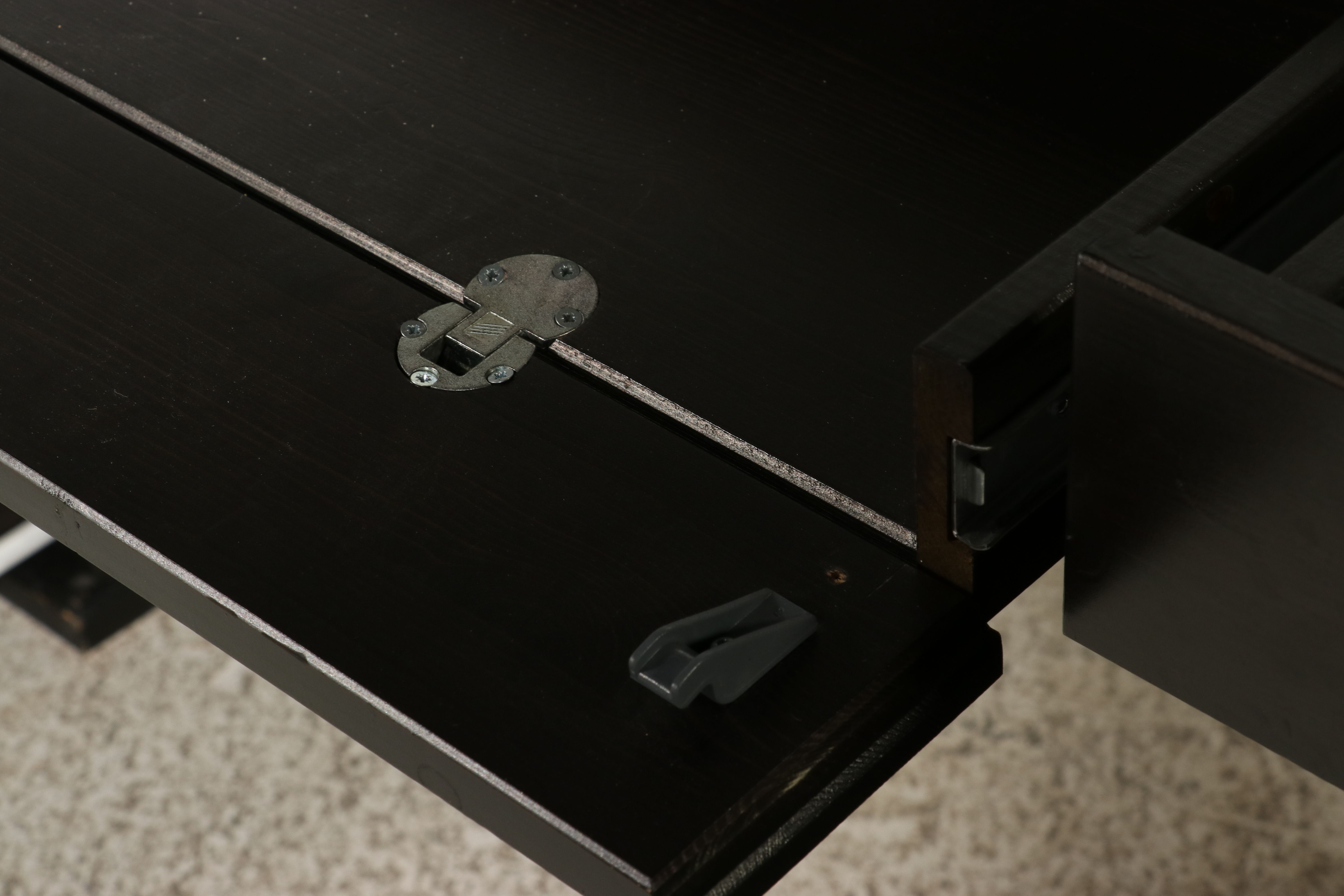 Contemporary Ebonized Wood Kneehole Desk with Glass Top