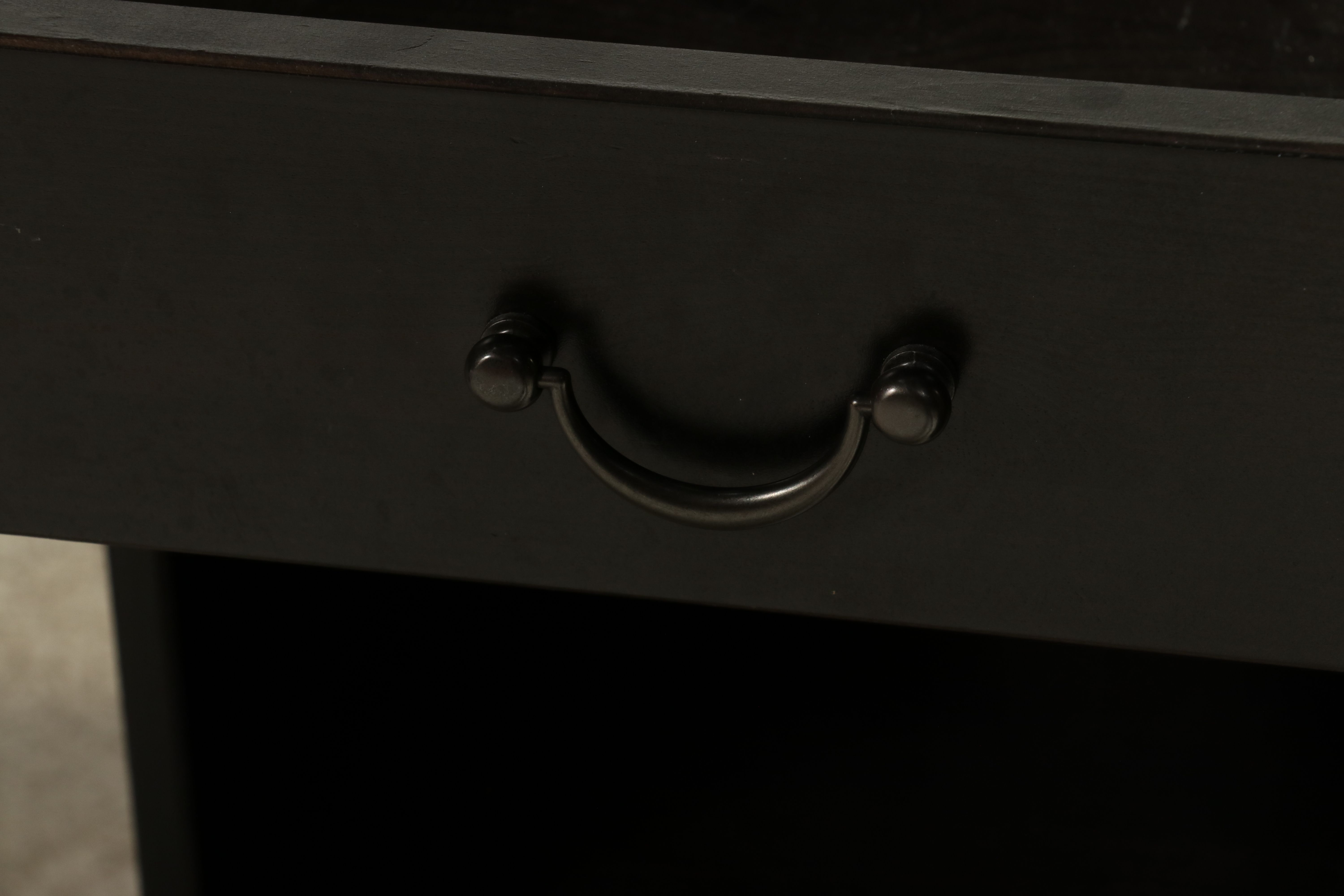 Contemporary Ebonized Wood Kneehole Desk with Glass Top