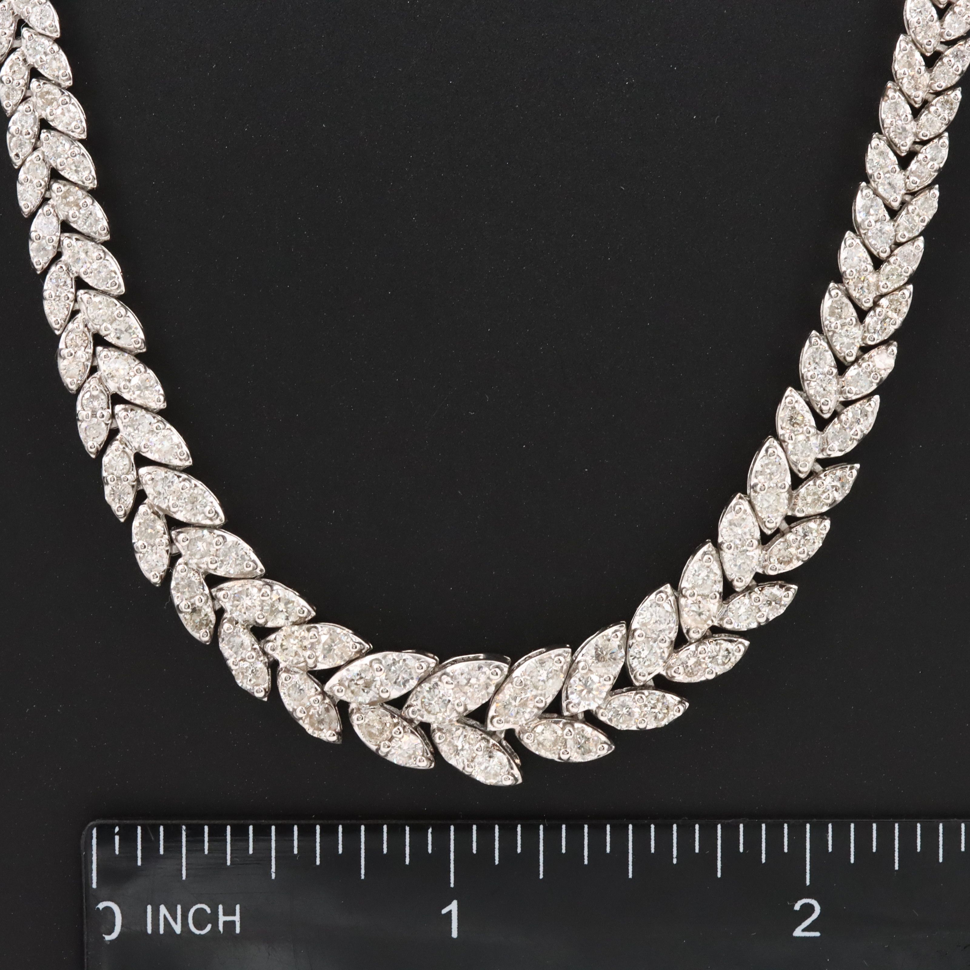 Platinum 10.00 CTW Diamond Graduated Laurel Leaf Necklace