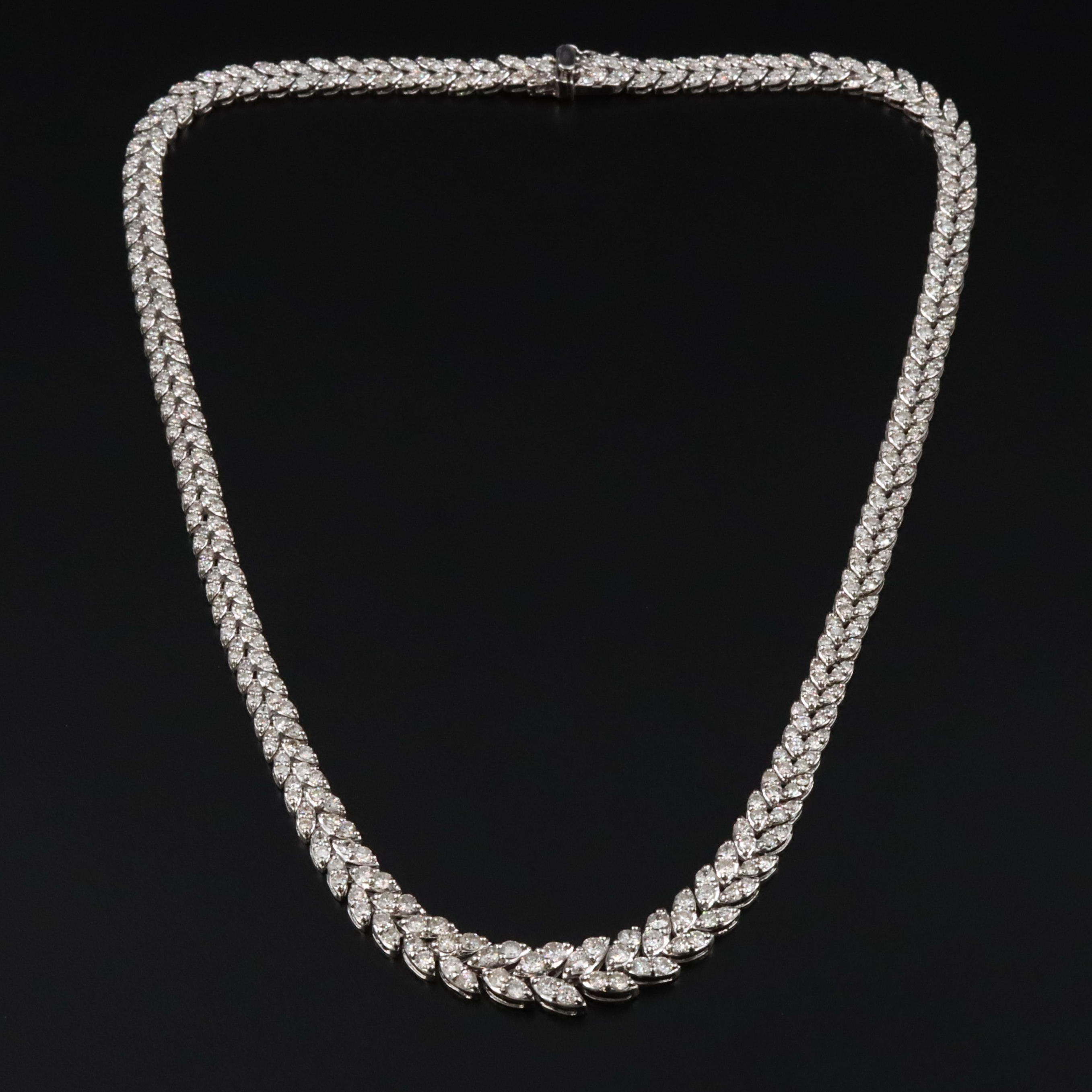 Platinum 10.00 CTW Diamond Graduated Laurel Leaf Necklace