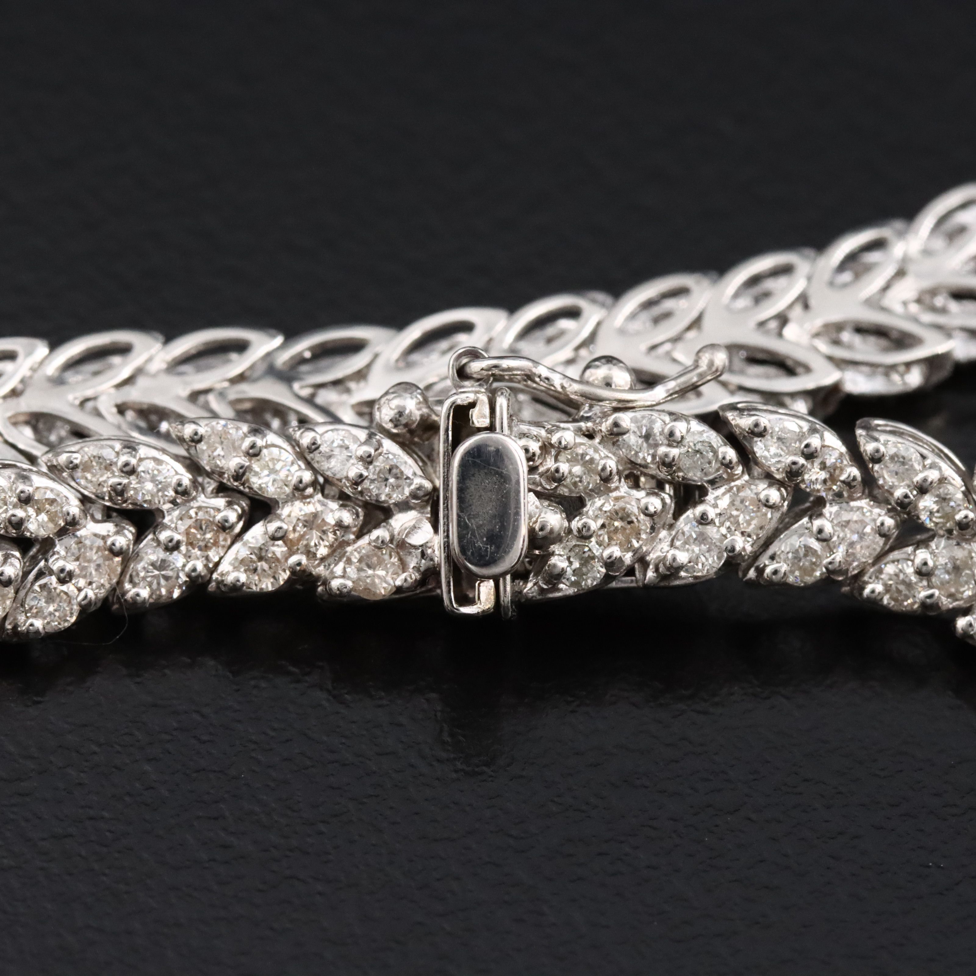 Platinum 10.00 CTW Diamond Graduated Laurel Leaf Necklace