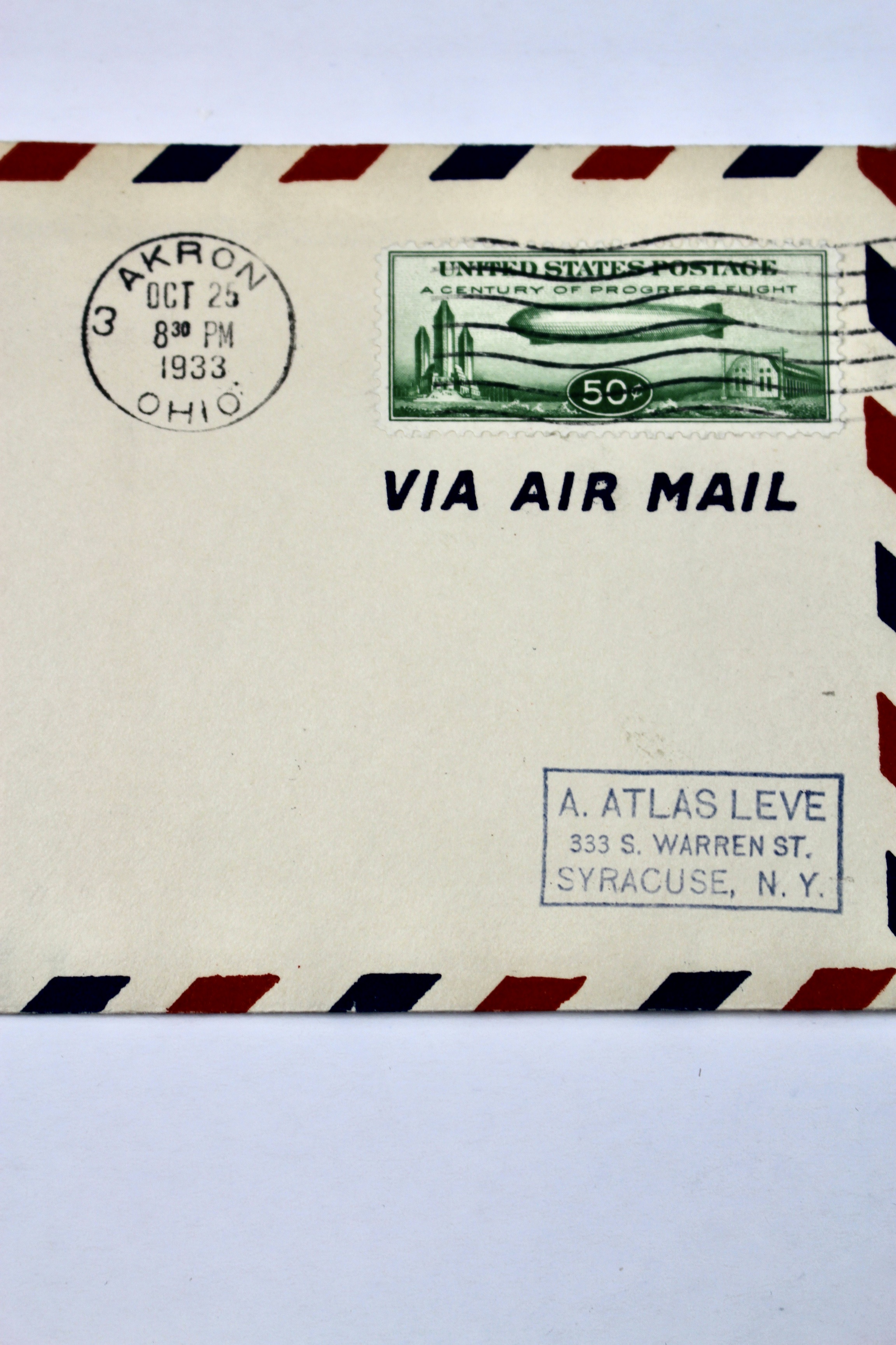 1933 Graf Zeppelin Century of Progress Postal Cover, Stamp C18