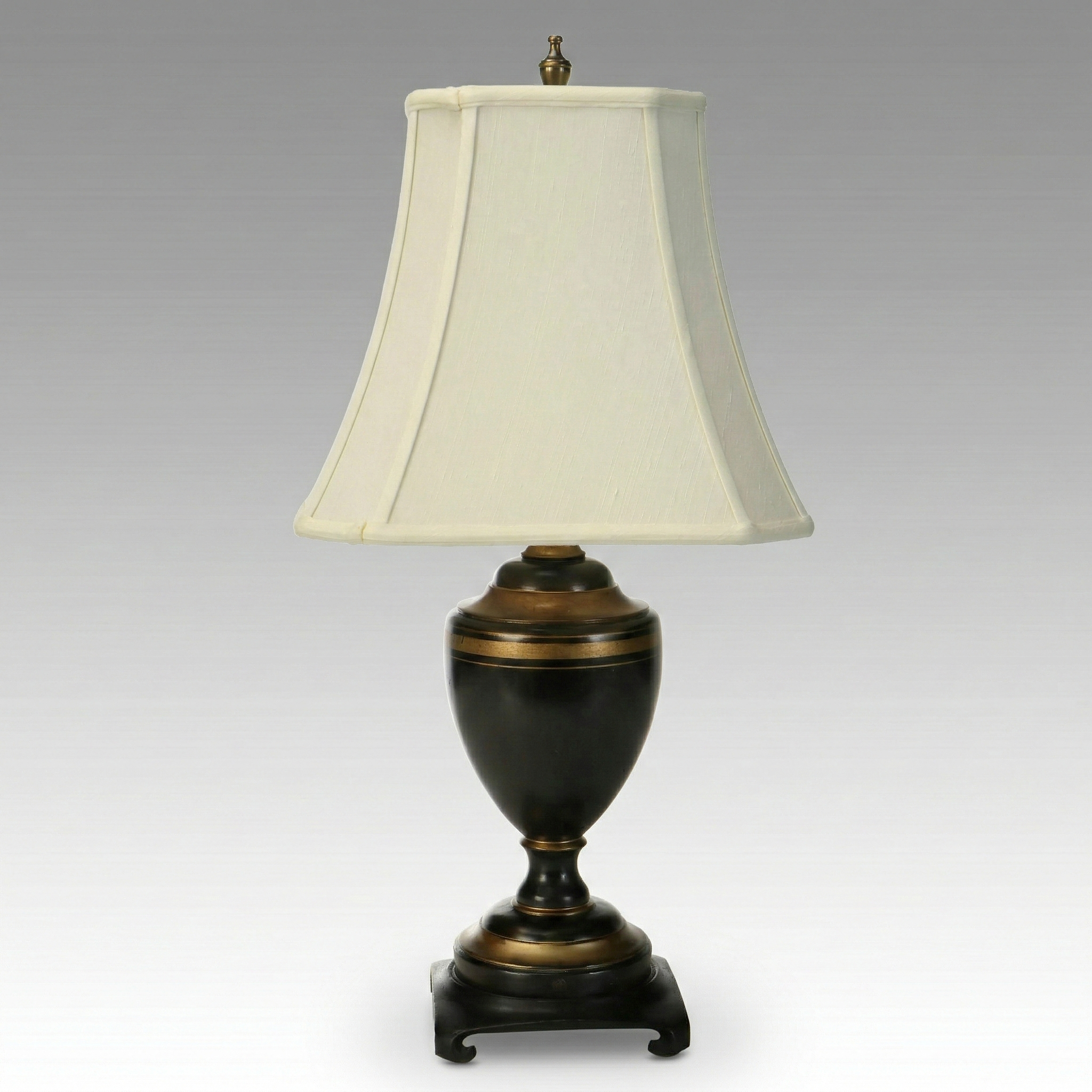 Neoclassical Style Gilt Banded Urn Table Lamp with Silk Shade