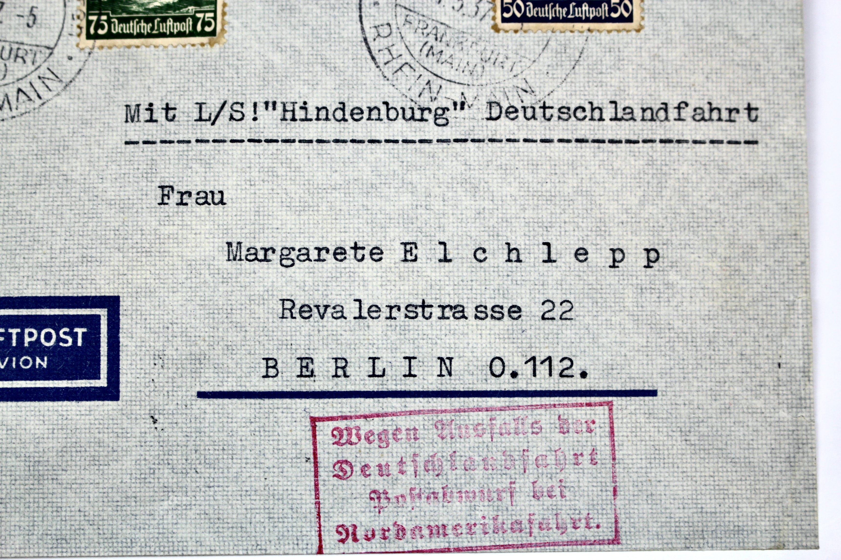 1937 Graf Zeppelin Hindenburg German Postal Cover