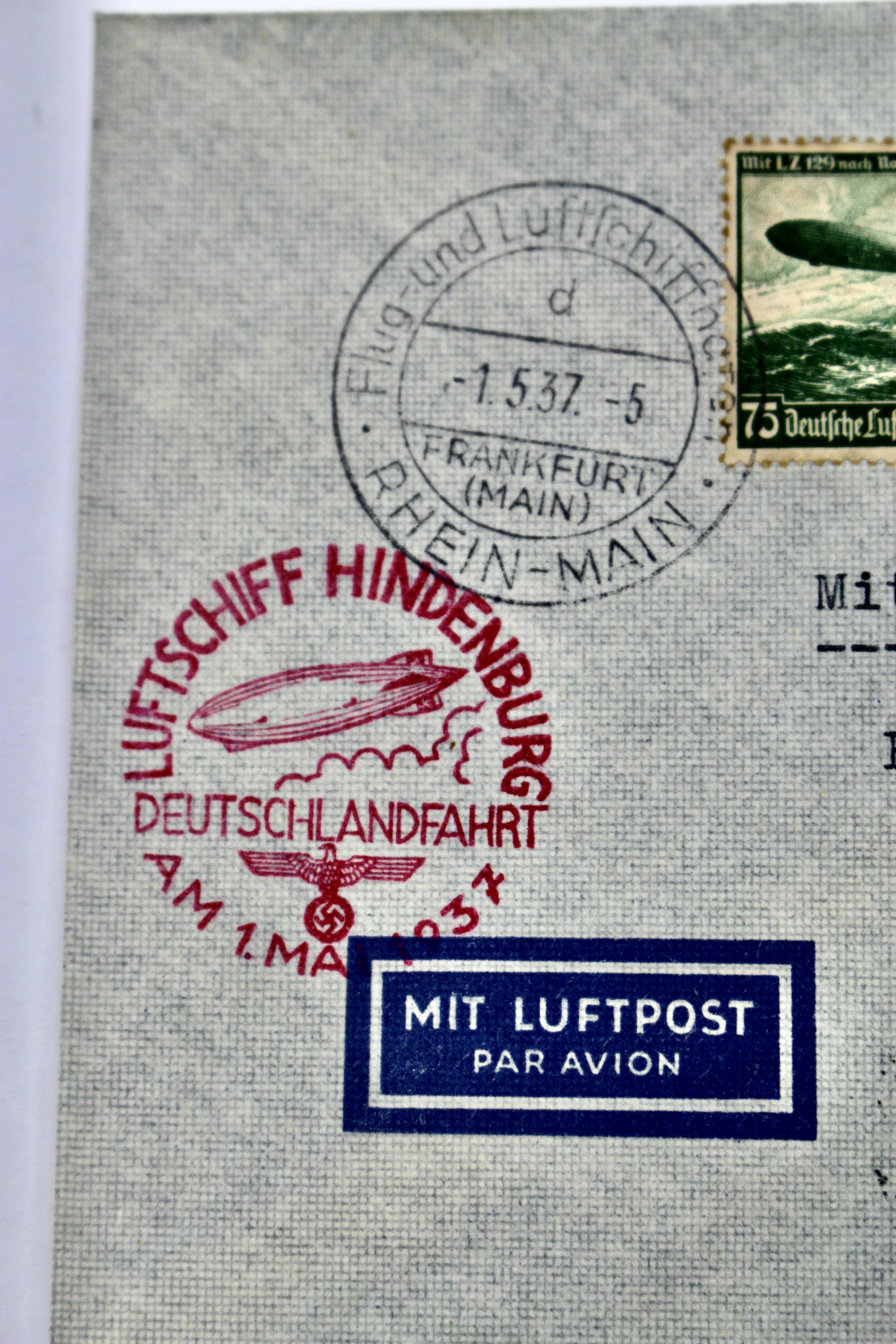 1937 Graf Zeppelin Hindenburg German Postal Cover