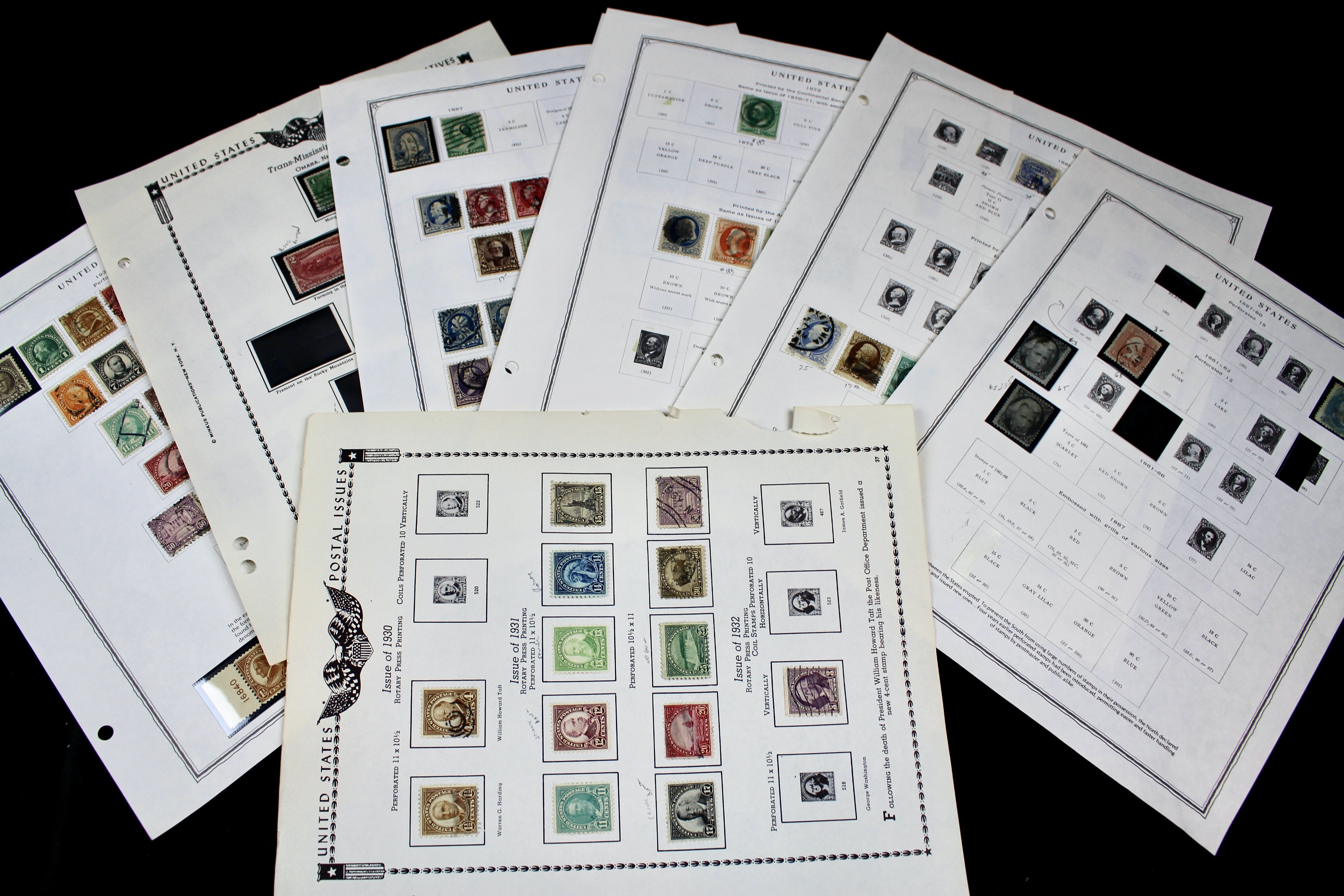 U.S. Postage Stamp Collection, 1857 to 1931, Mint and Used