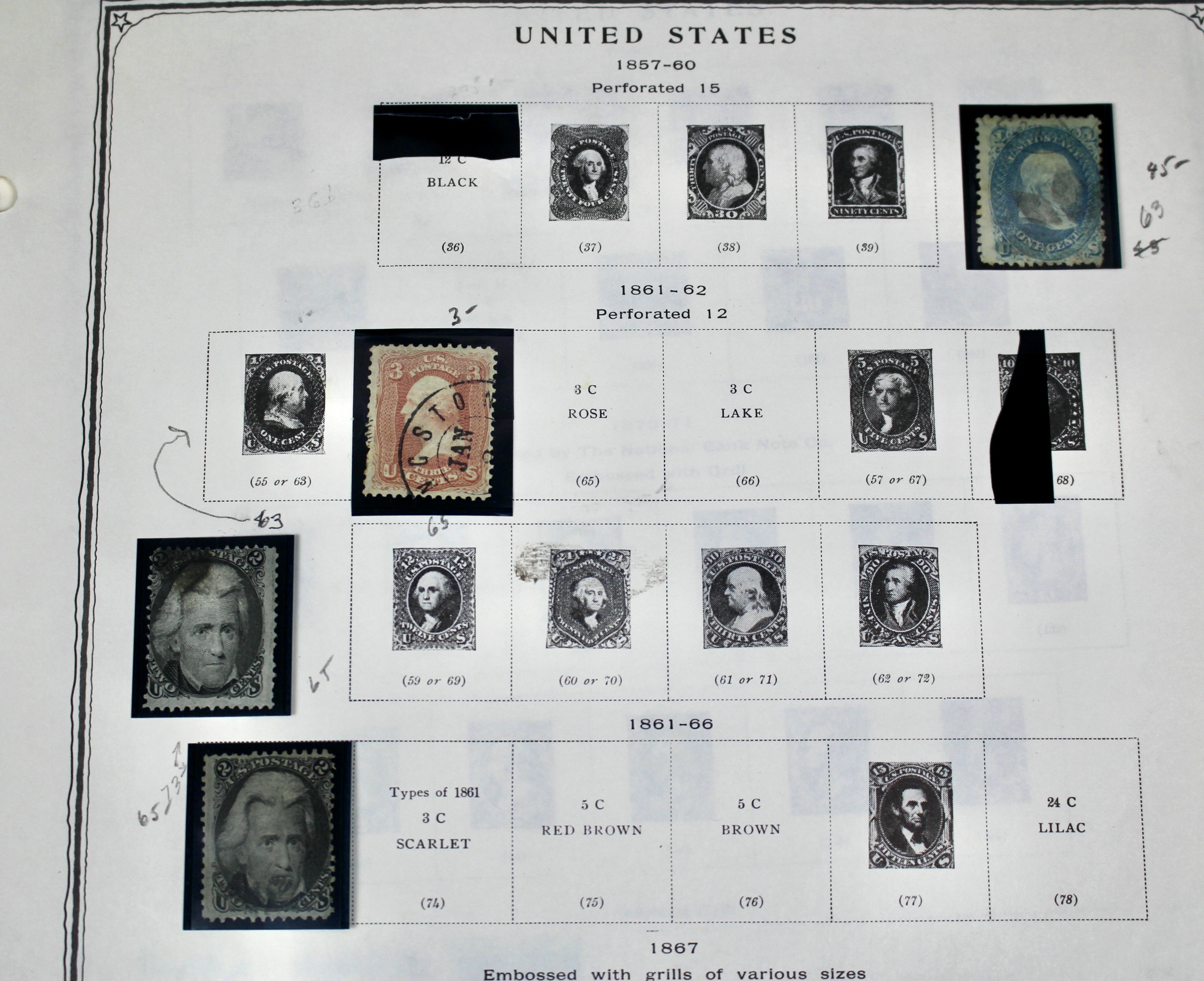 U.S. Postage Stamp Collection, 1857 to 1931, Mint and Used
