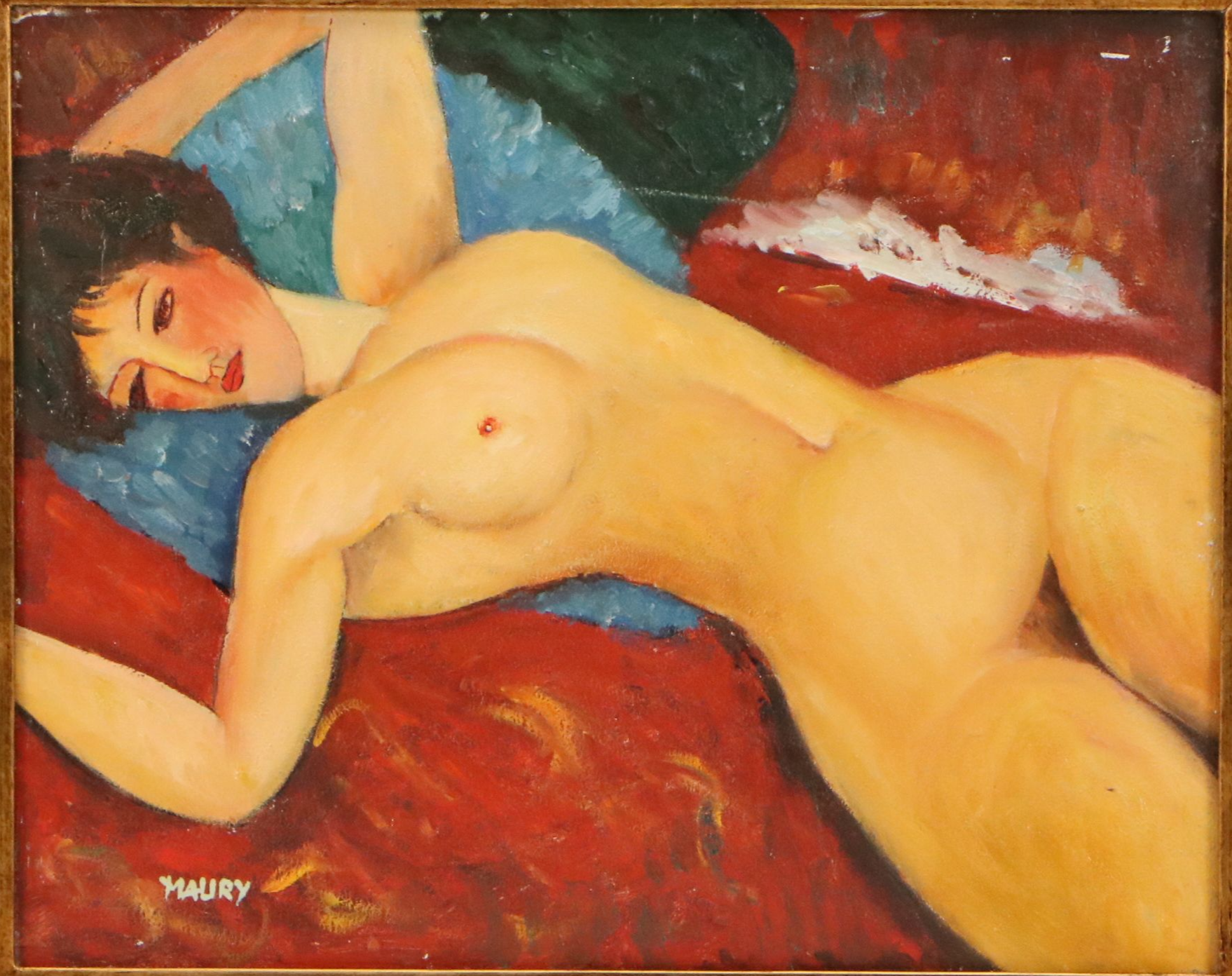 Oil Painting After Amedeo Modigliani "Nu Couché," Late 20th to 21st Century