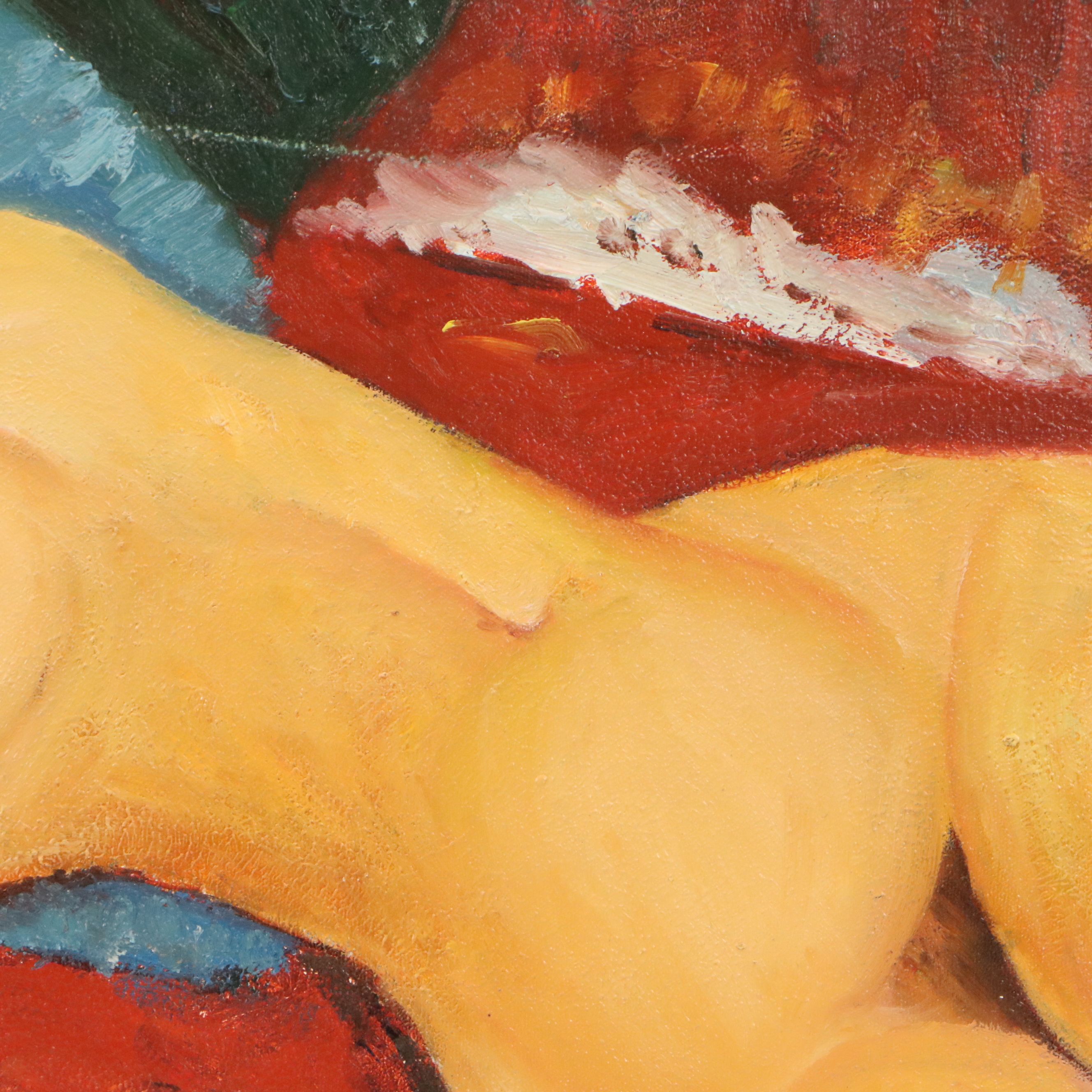 Oil Painting After Amedeo Modigliani "Nu Couché," Late 20th to 21st Century