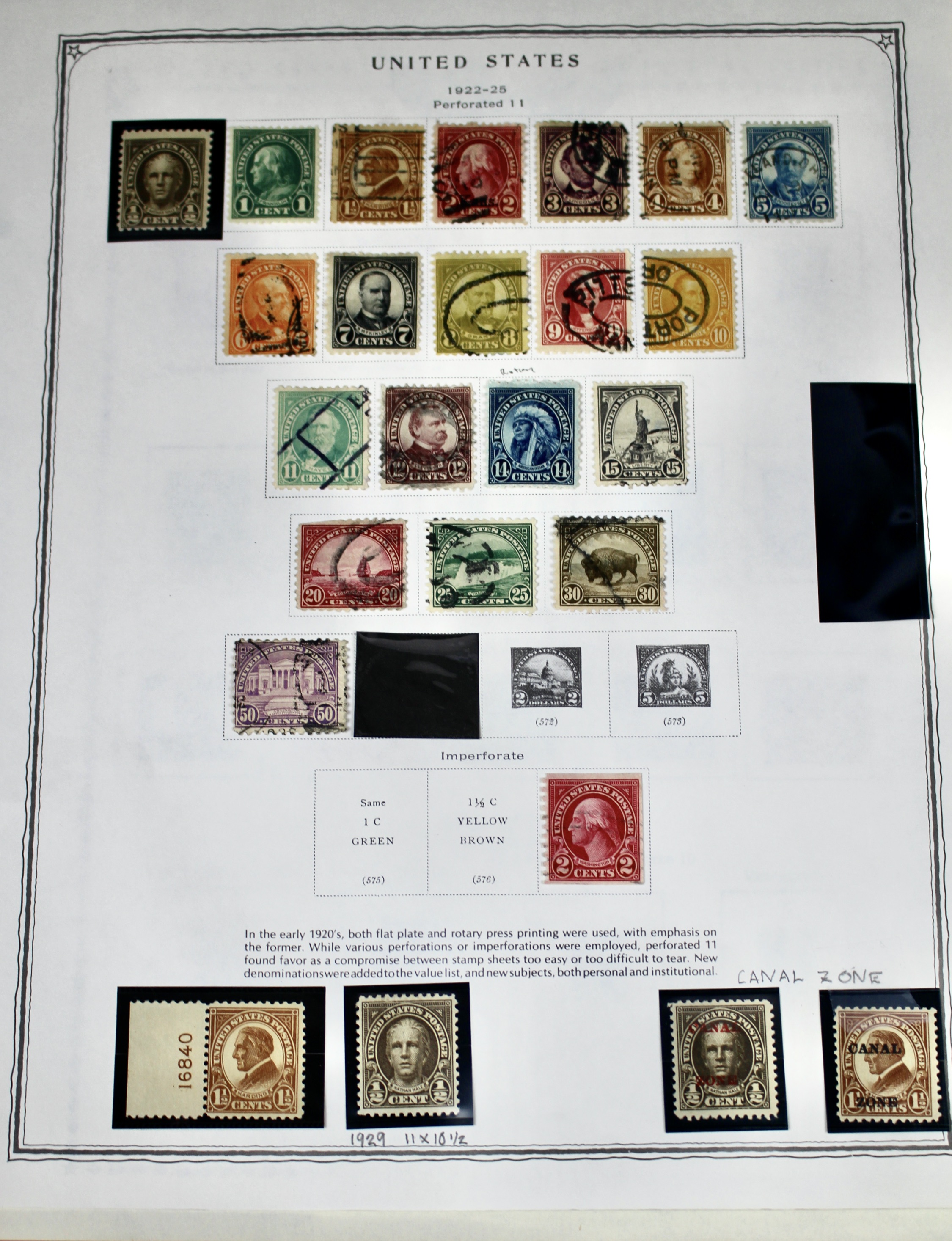 U.S. Postage Stamp Collection, 1857 to 1931, Mint and Used