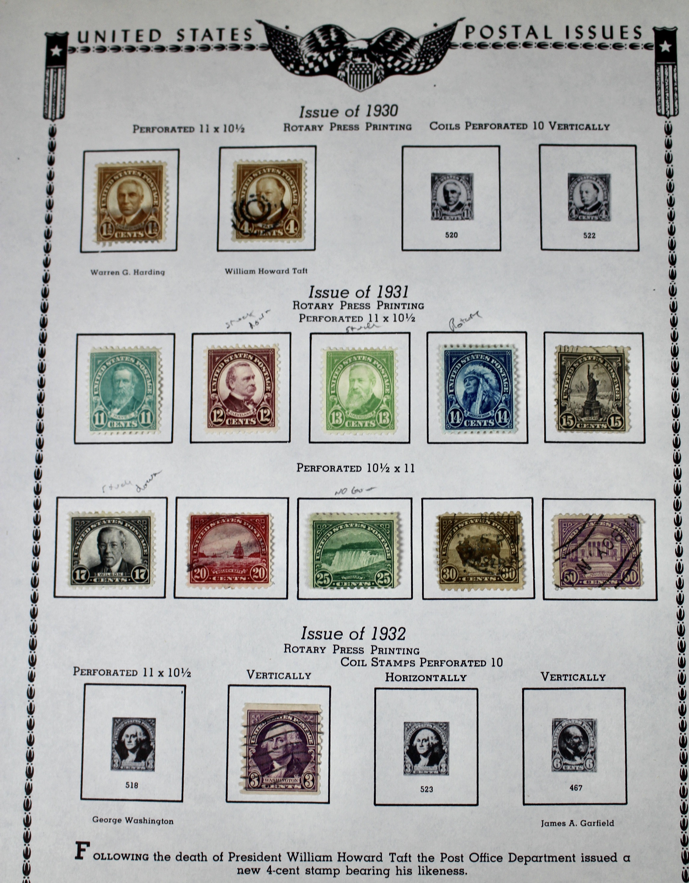 U.S. Postage Stamp Collection, 1857 to 1931, Mint and Used