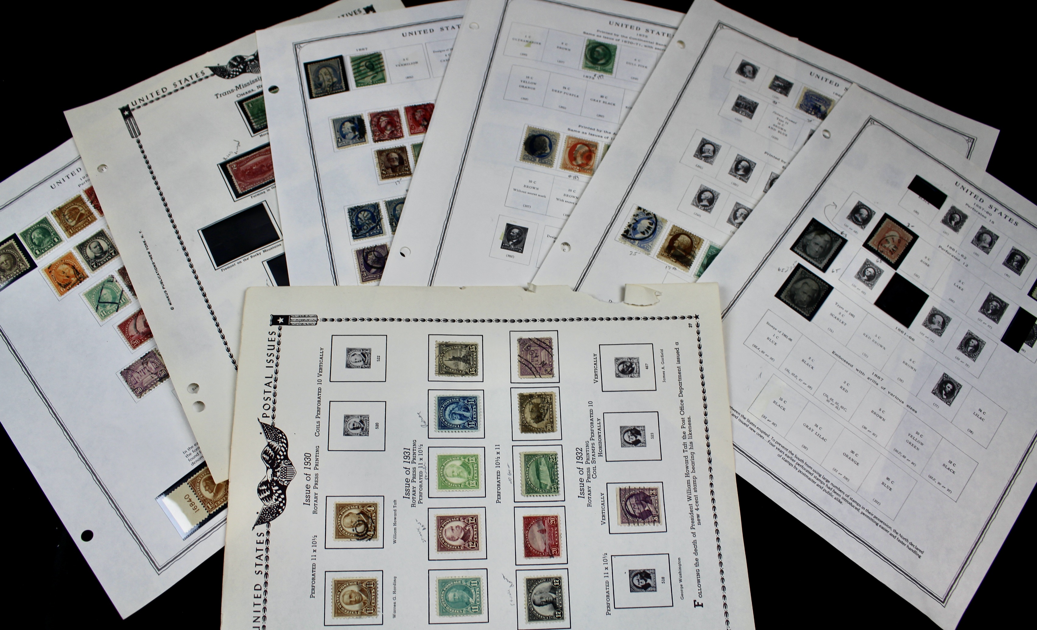 U.S. Postage Stamp Collection, 1857 to 1931, Mint and Used