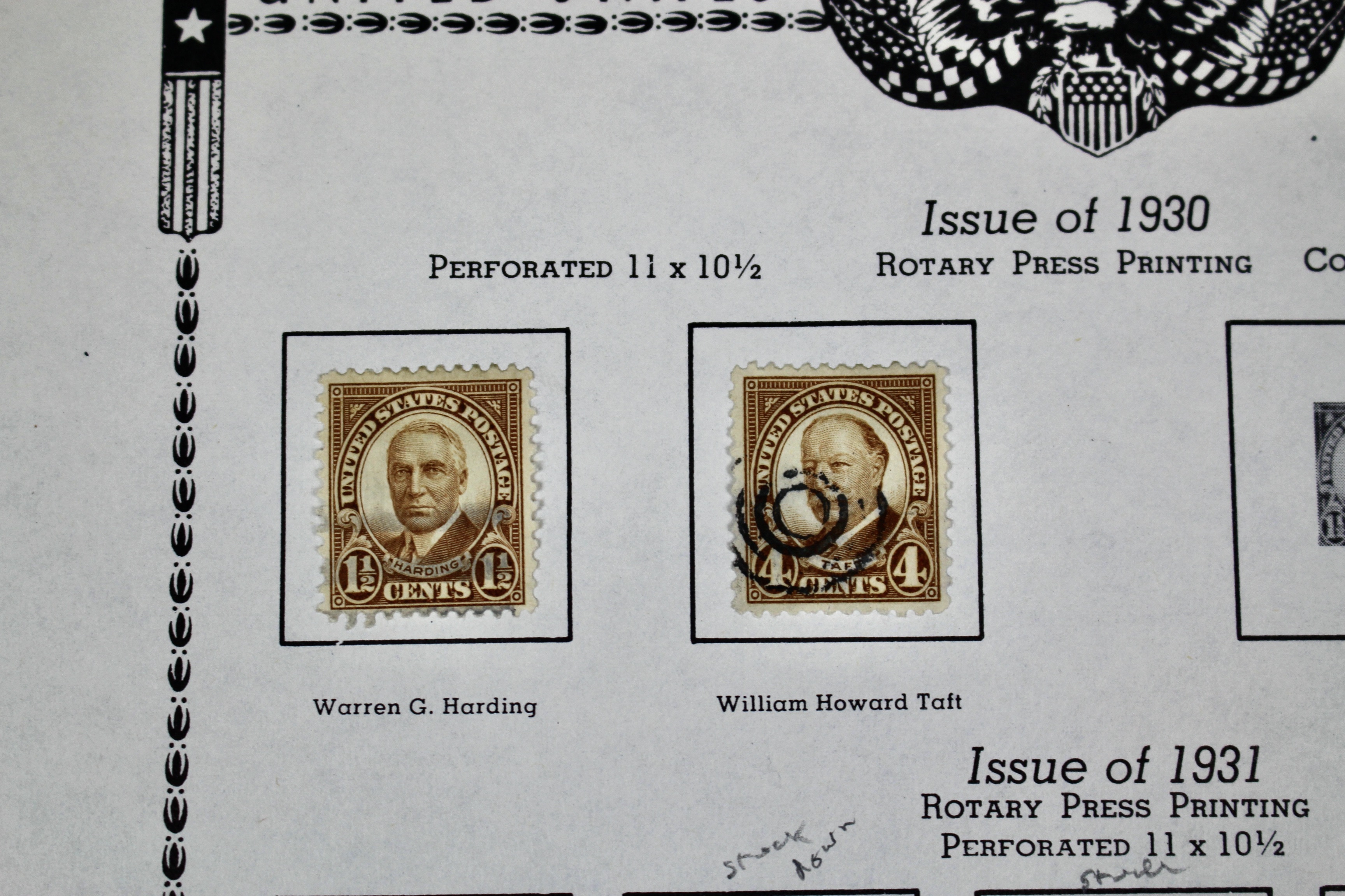 U.S. Postage Stamp Collection, 1857 to 1931, Mint and Used