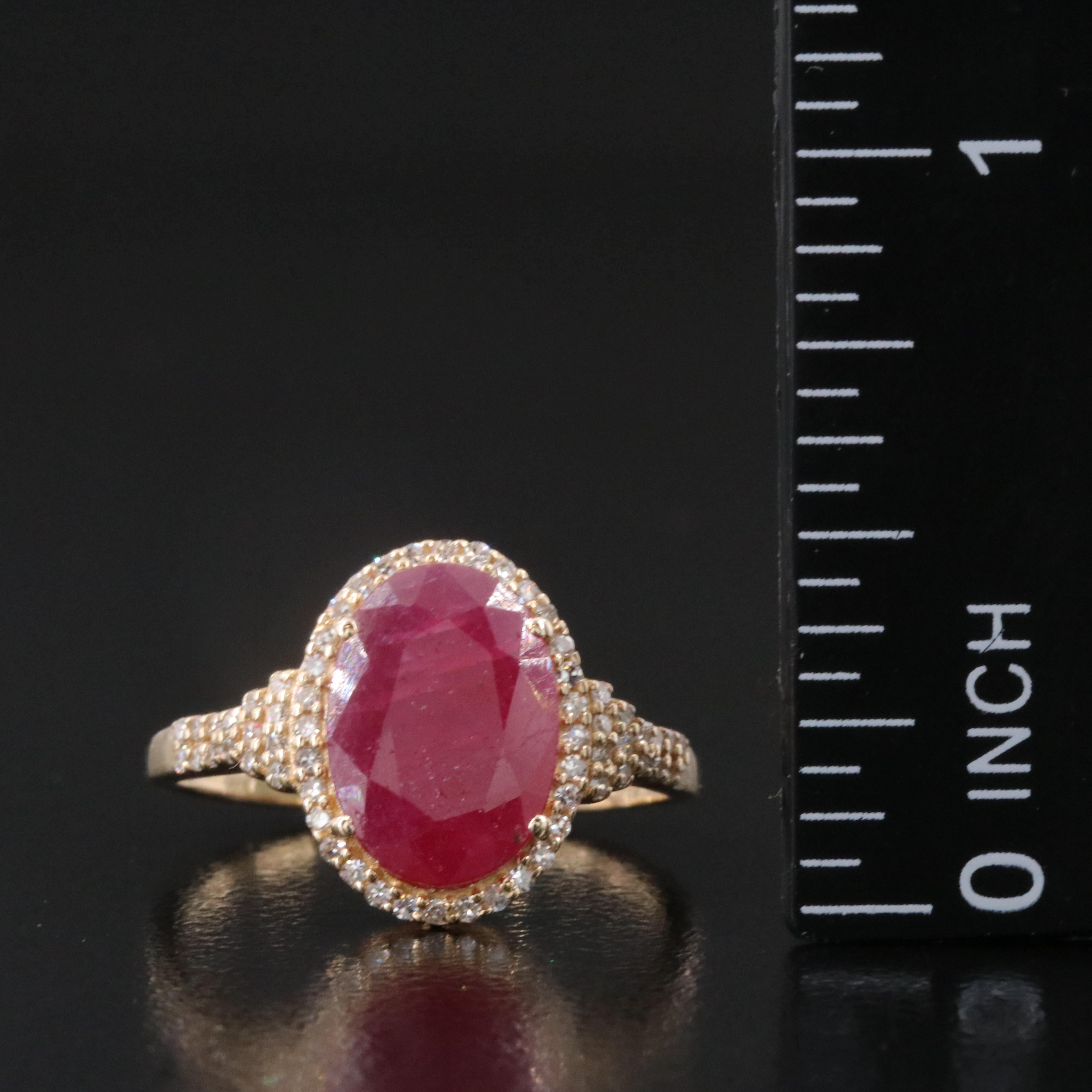 14K 1.39 CT Ruby and Diamond Halo Ring